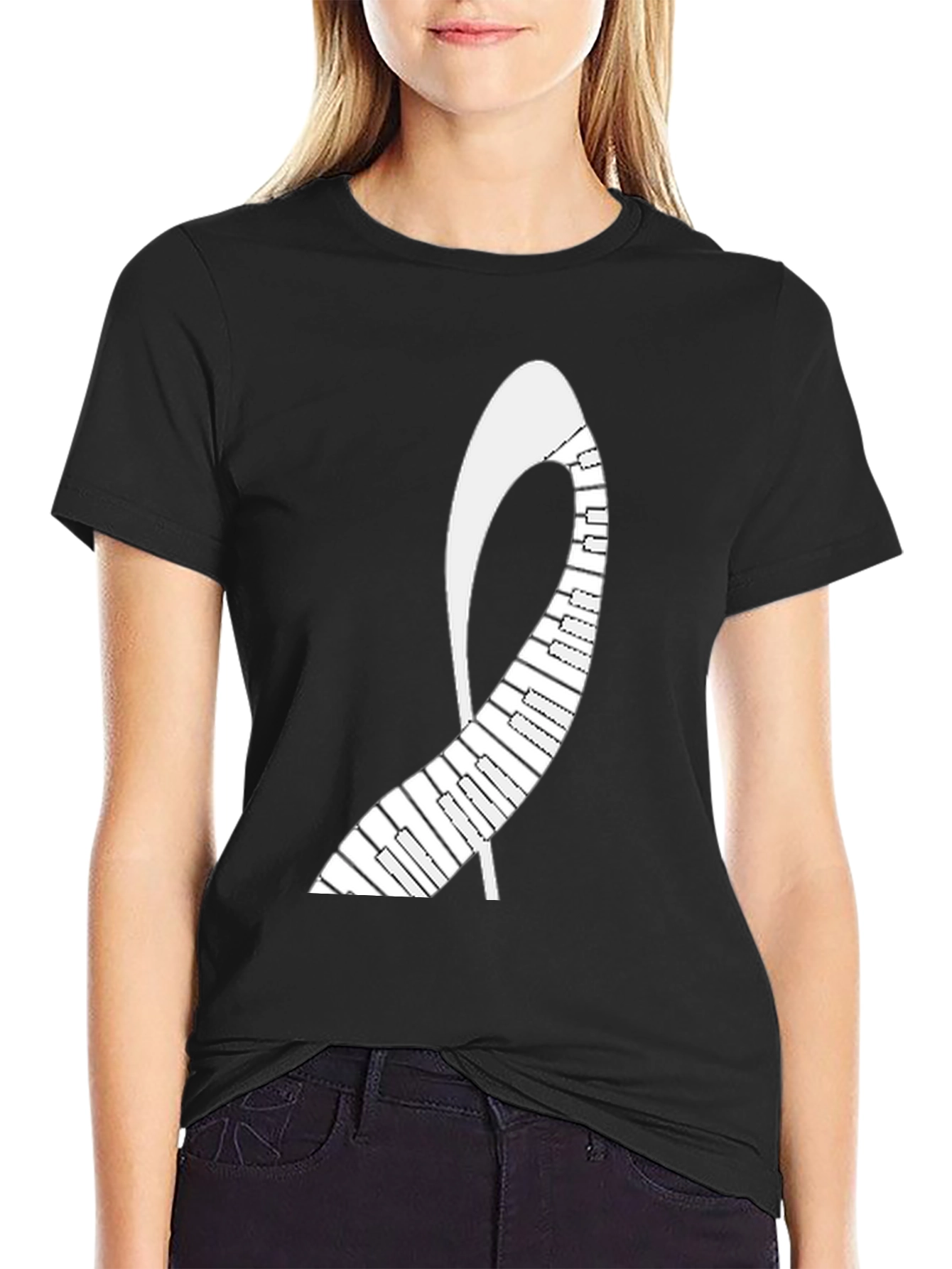 Black Piano Shoe T-Shirt - Music Lover's Tee view 2