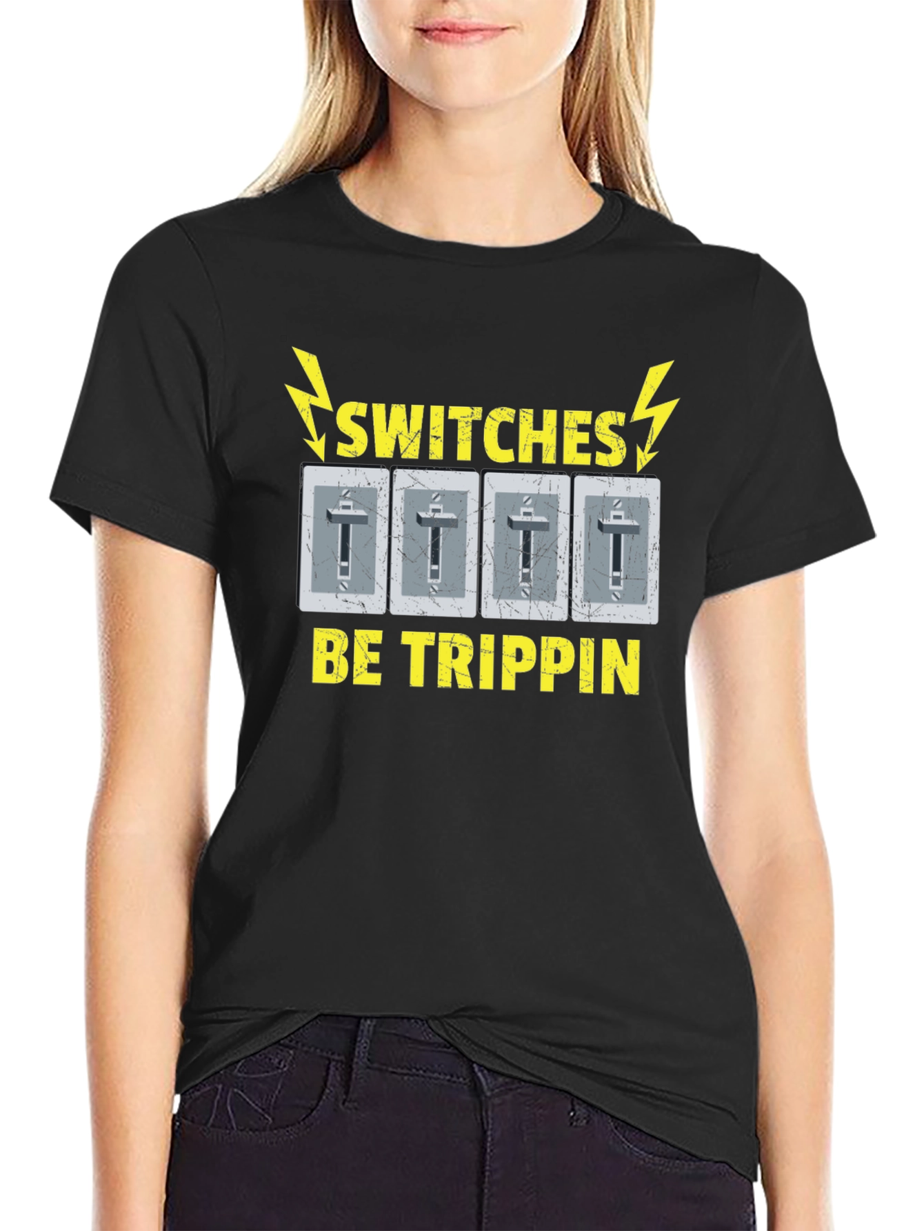 Black Switches Be Trippin' Funny Graphic T-Shirt view 2