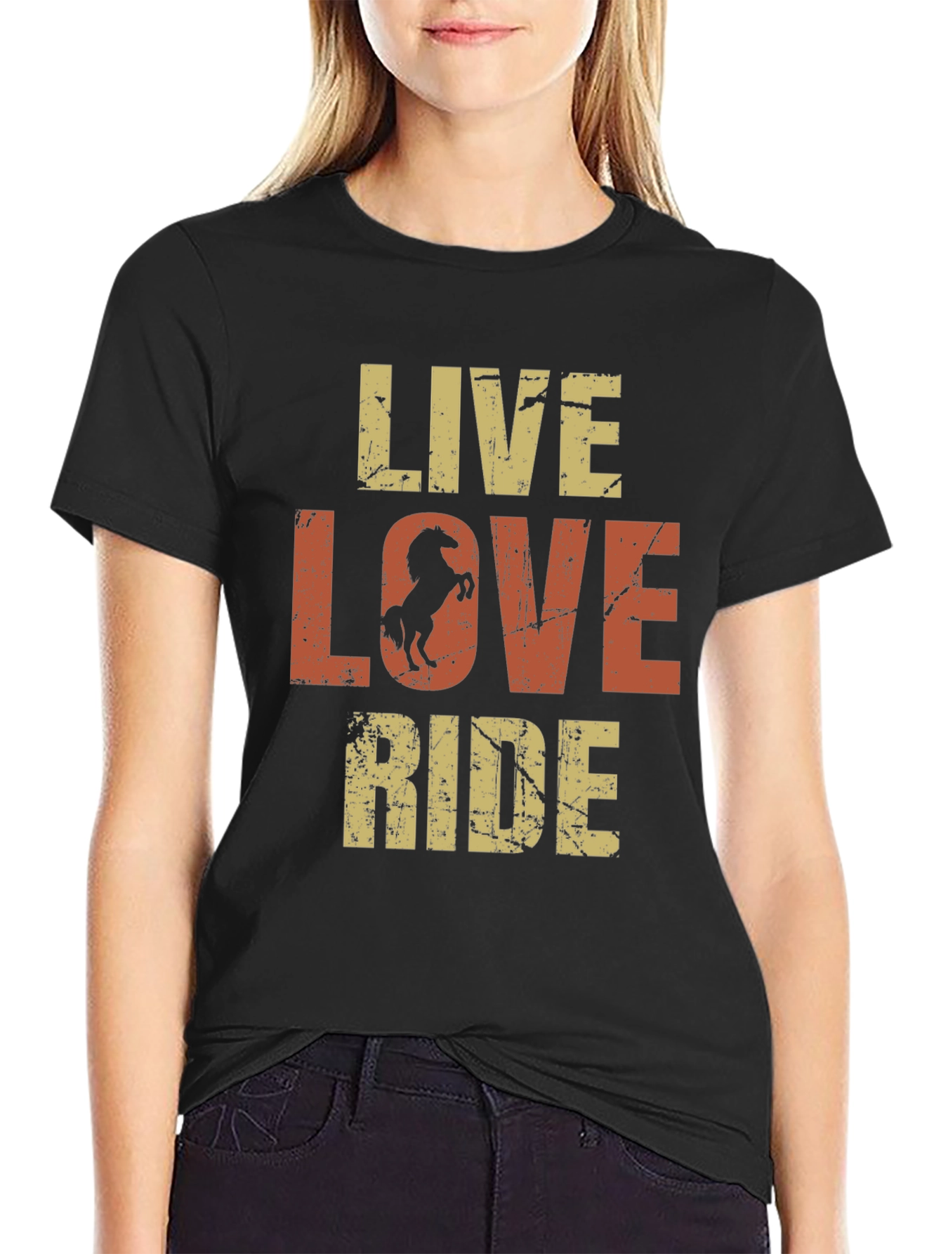 Black Live Love Ride Horse Graphic Tee view 2
