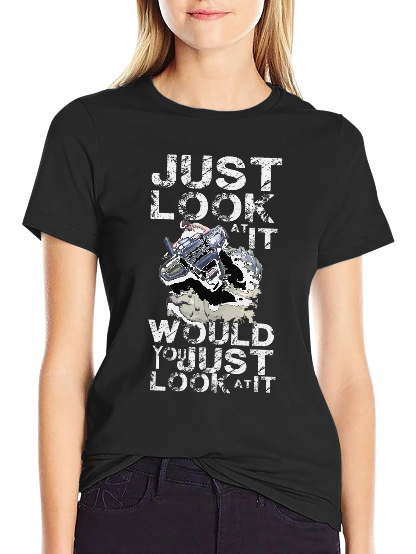 Black Just Look At It T-Shirt Funny Gift view 2