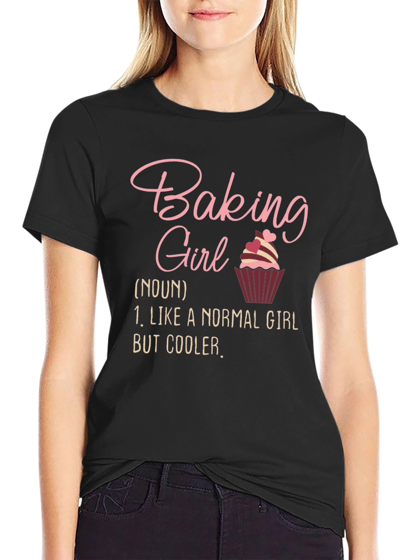 Black Baking Girl T-Shirt - Cool Baker Definition Tee view 2
