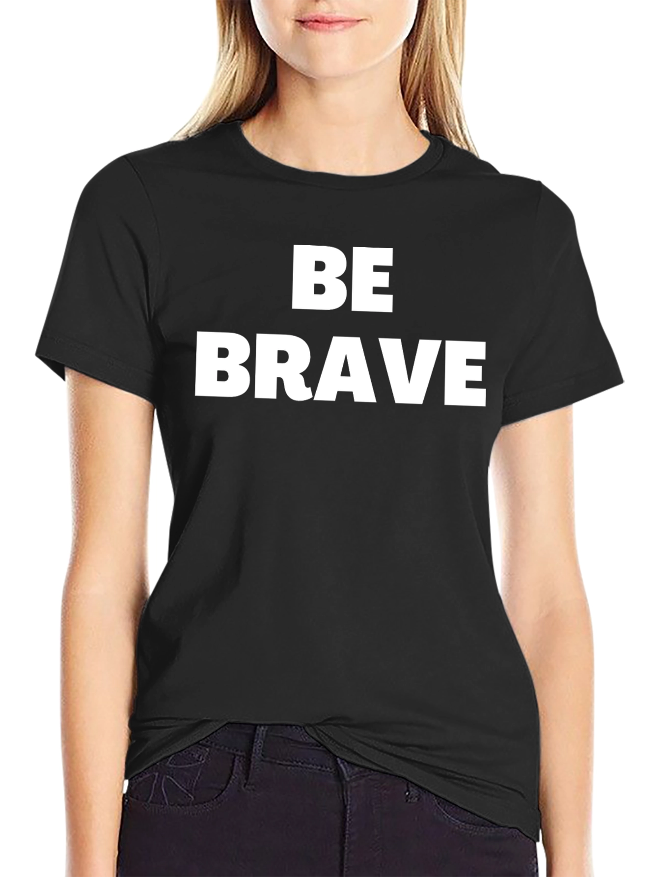 Black Be Brave Graphic Tee - Classic Fit Soft Cotton T-Shirt view 2
