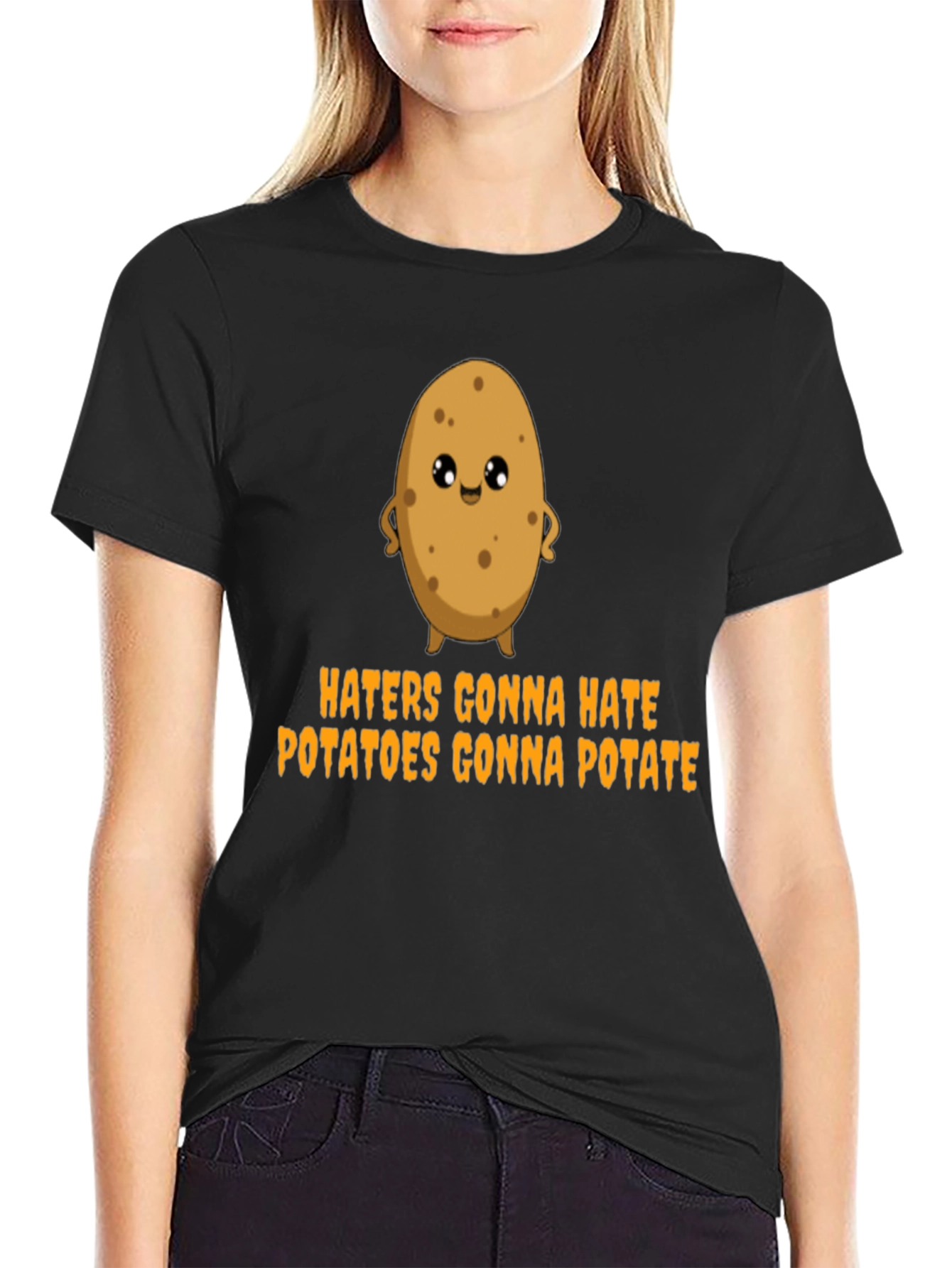 Black Haters Gonna Hate Potatoes Gonna Potate T-Shirt view 2