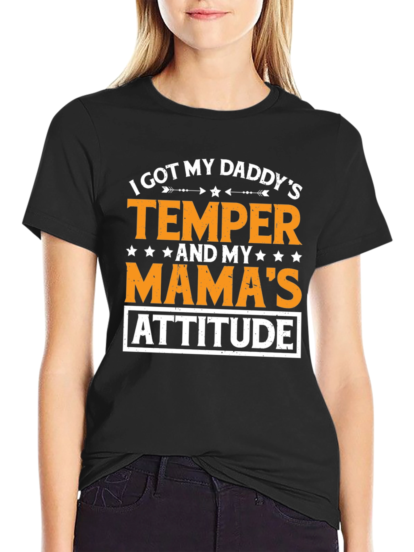 Black Daddy's Temper, Mama's Attitude T-Shirt view 2