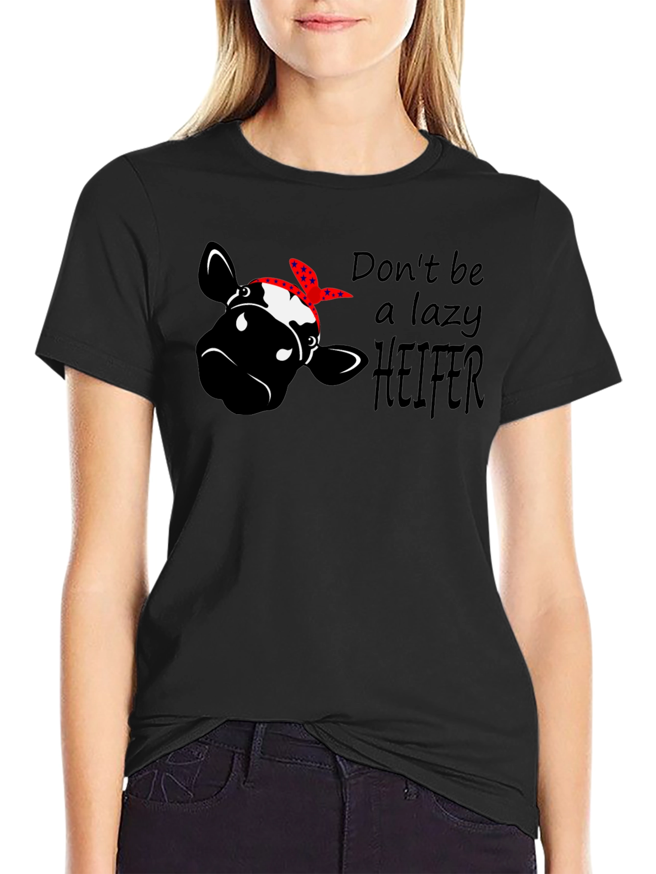 Black Don't Be a Lazy Heifer Graphic Tee view 2