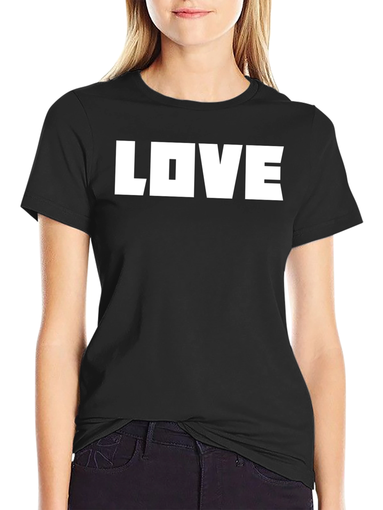 Black LOVE Graphic Tee - Stylish Black Cotton Blend view 2
