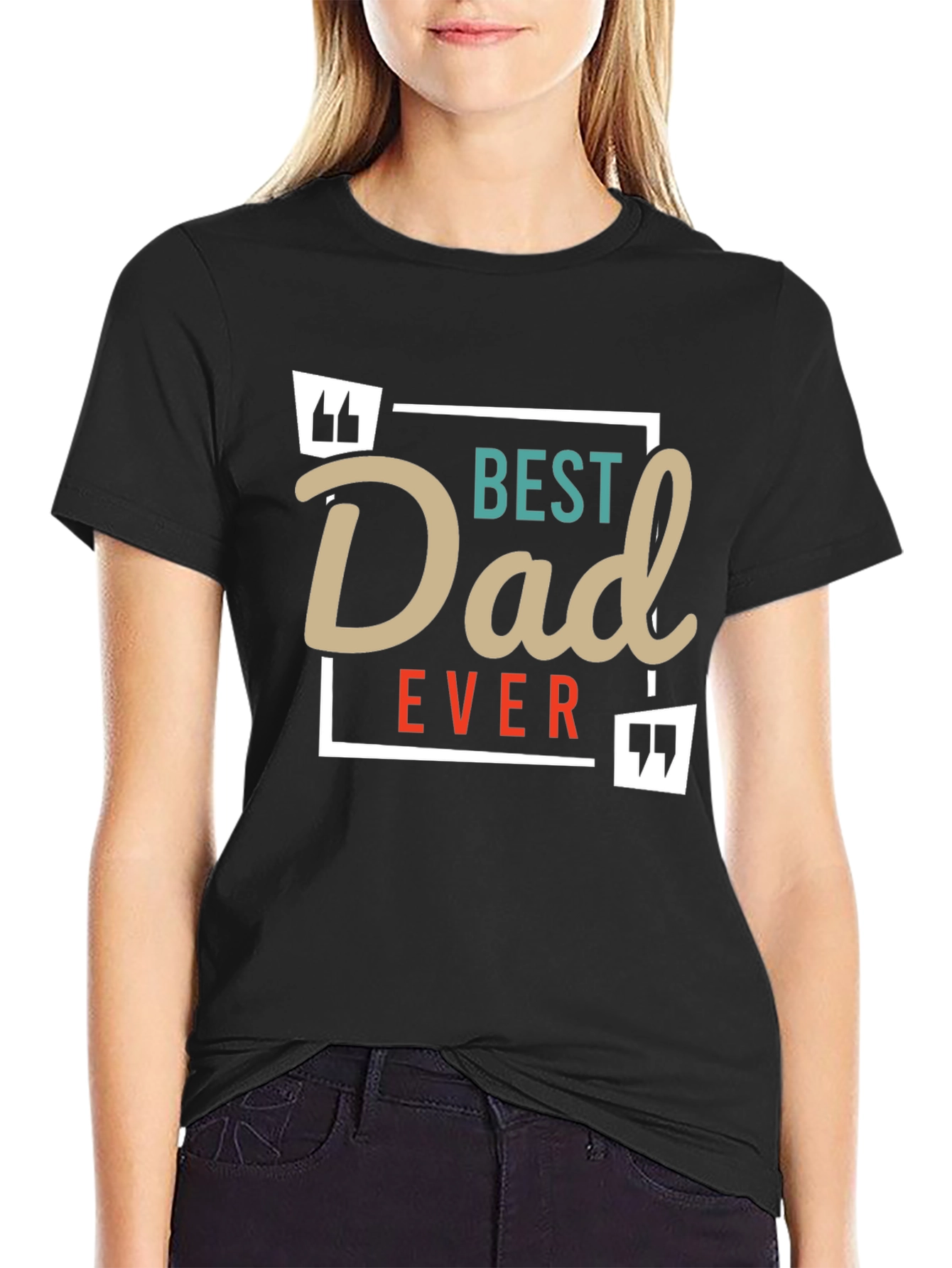 Black Best Dad Ever T-Shirt -  Black Cotton Blend Graphic Tee view 2