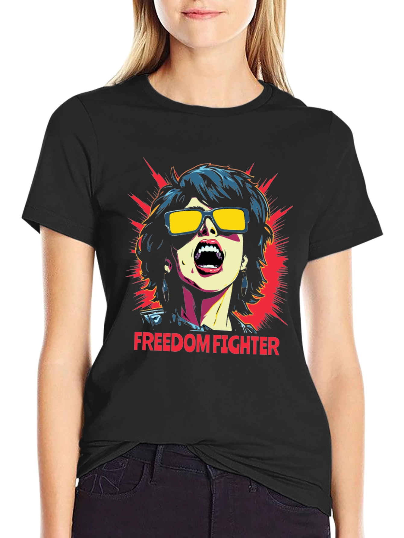 Black Freedom Fighter Graphic T-Shirt - Bold Statement Tee view 2