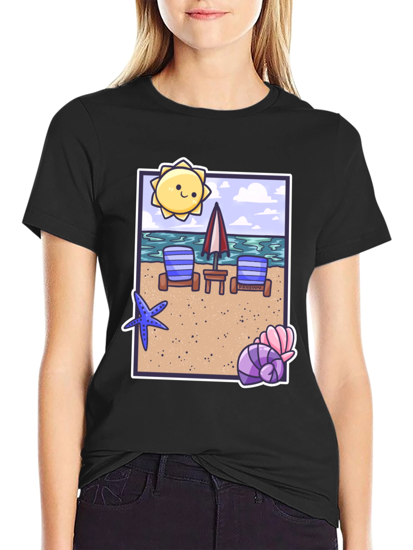 Black Beach Vibes T-Shirt: Summer Holiday Tee view 2