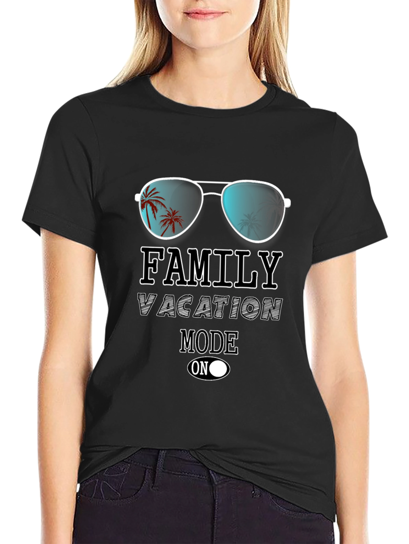 Black Family Vacation Mode On Graphic T-Shirt view 2