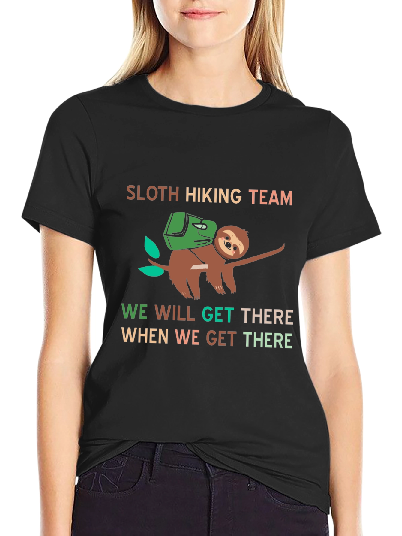 Black Sloth Hiking Team T-Shirt - Funny Adventure Tee view 2