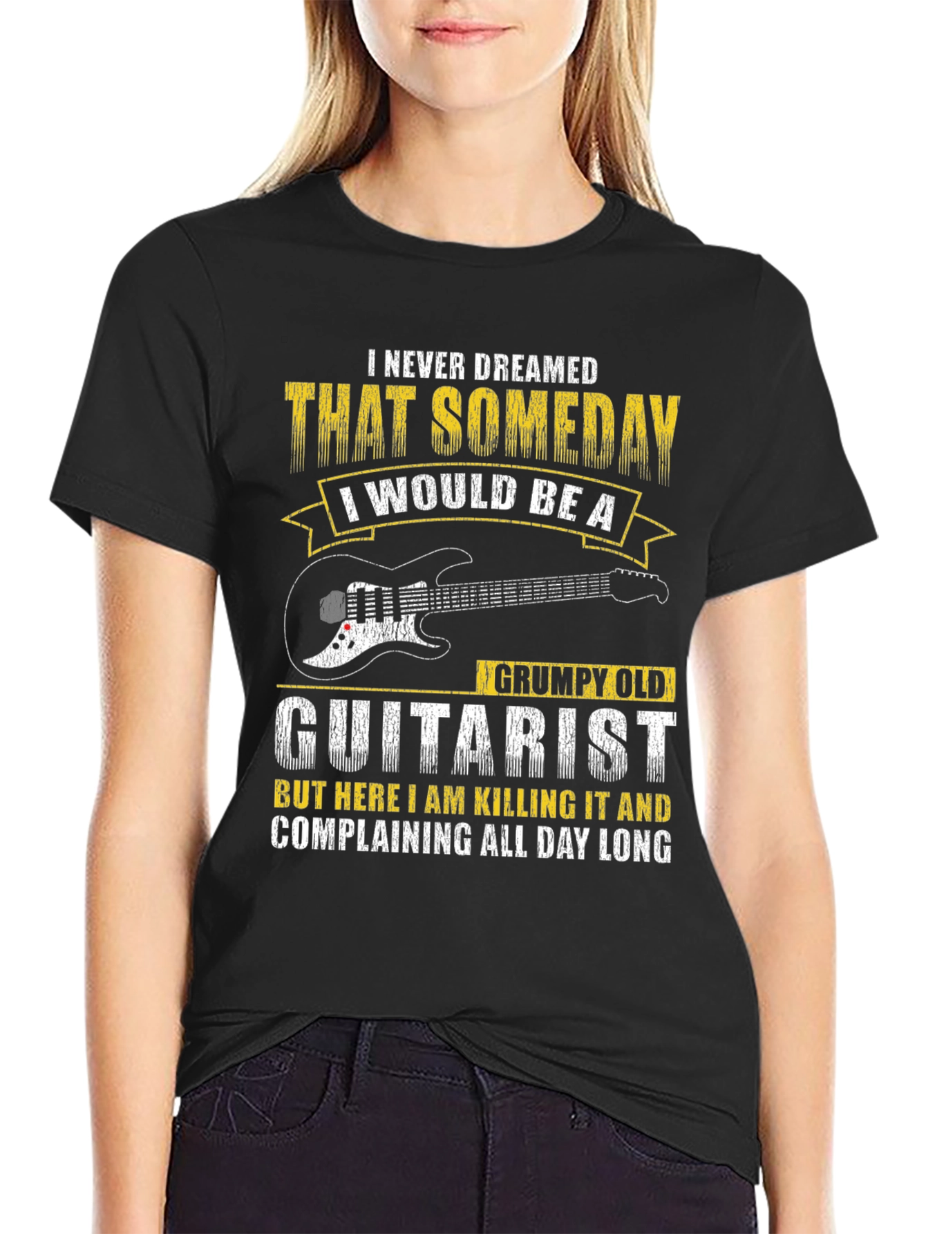 Black Grumpy Old Guitarist T-Shirt view 2