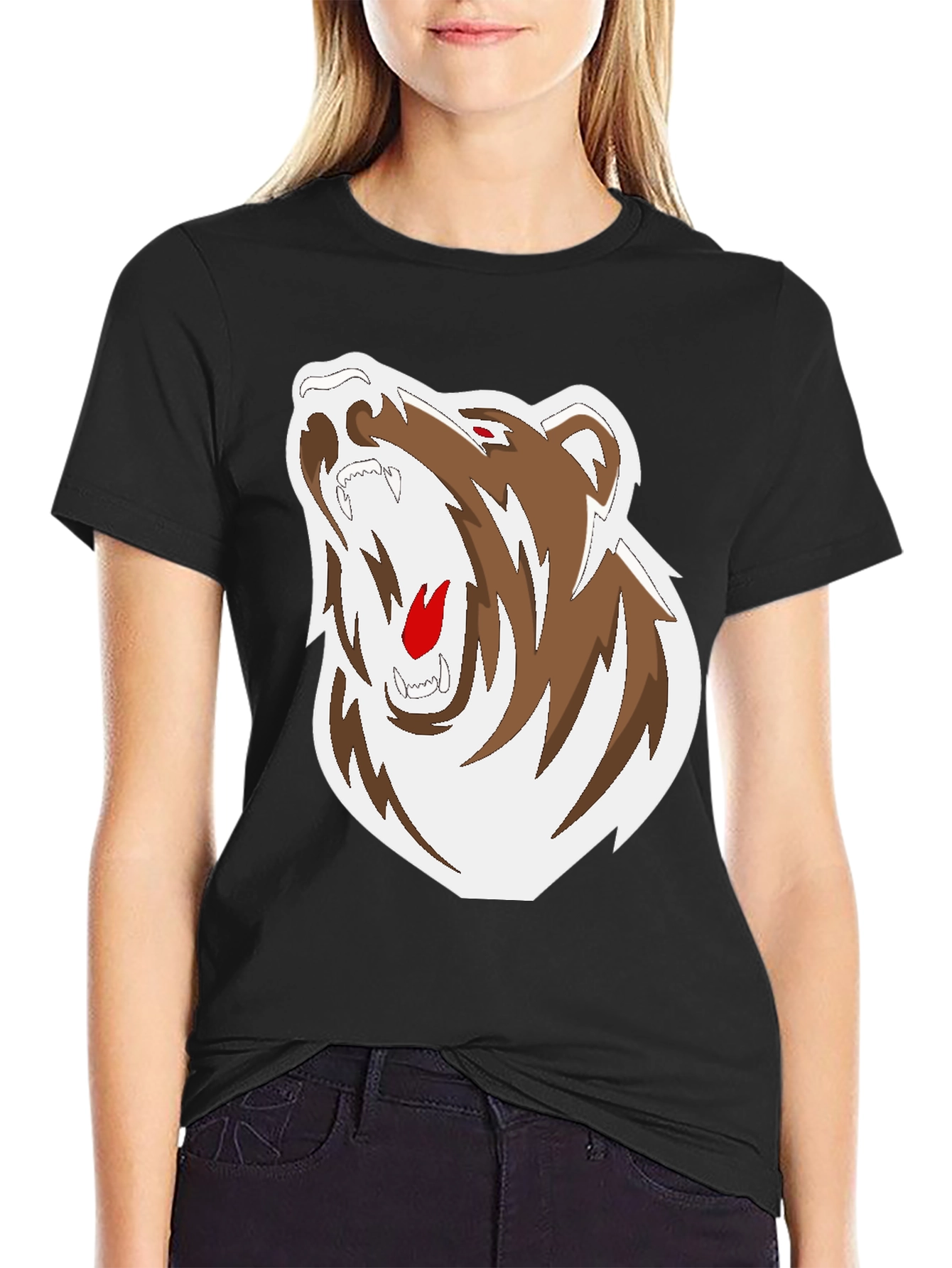 Black Black T-Shirt with Bear Graphic view 2