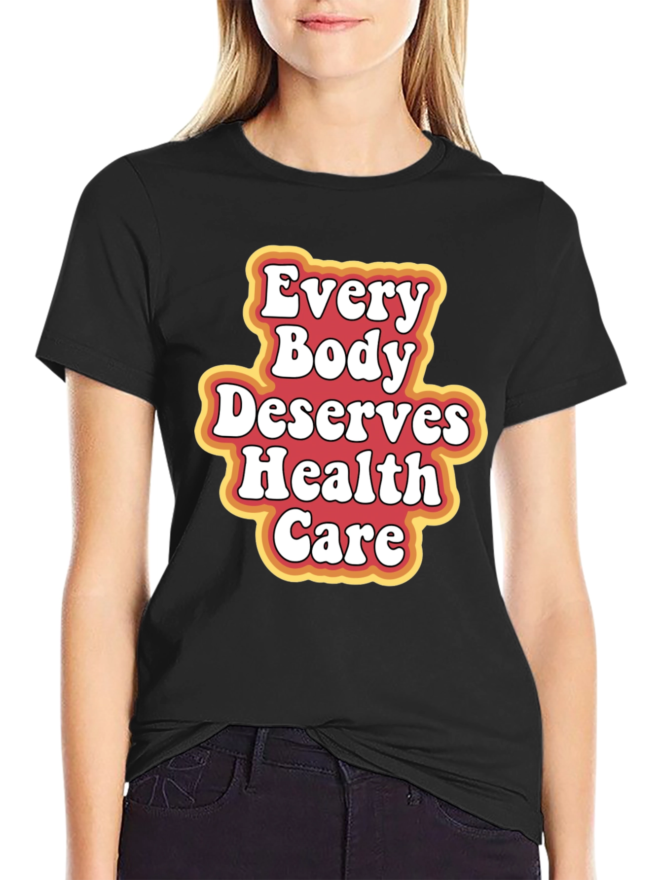 Black Every Body Deserves Health Care T-Shirt view 2