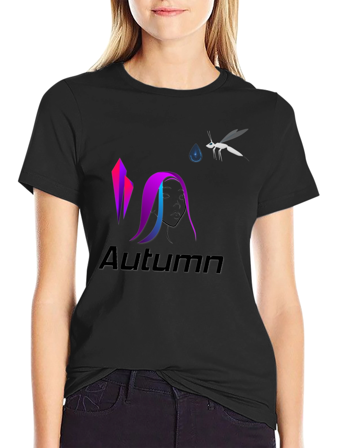 Black Autumn Graphic Tee - Stylish Casual Wear view 2