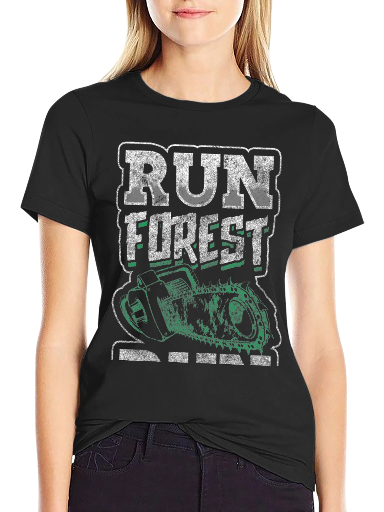 Black Run Forest Run T-Shirt - Unique Novelty Tee view 2