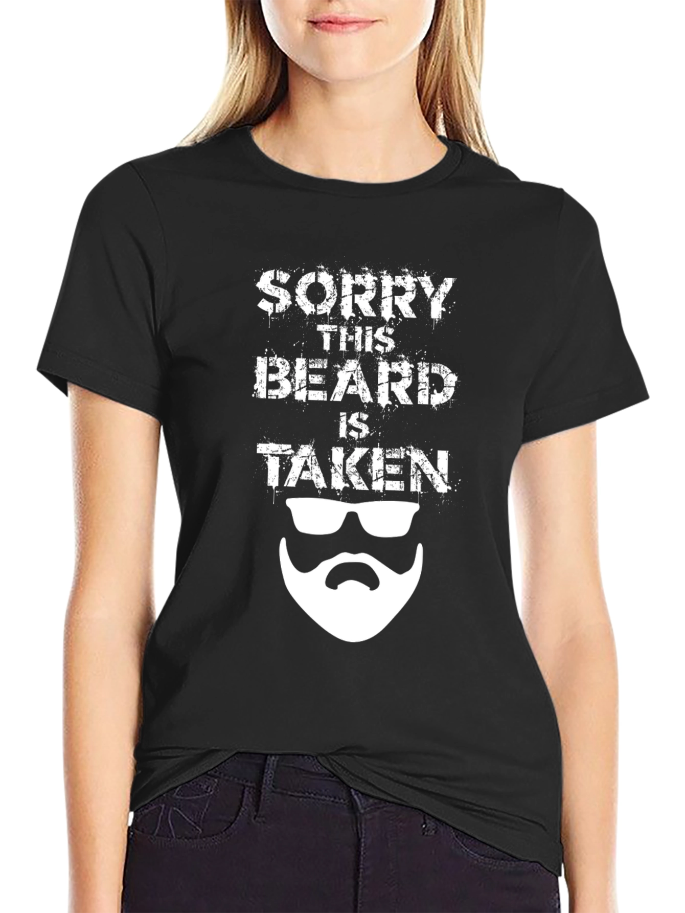 Black Funny Beard Taken T-Shirt - Novelty Graphic Tee view 2