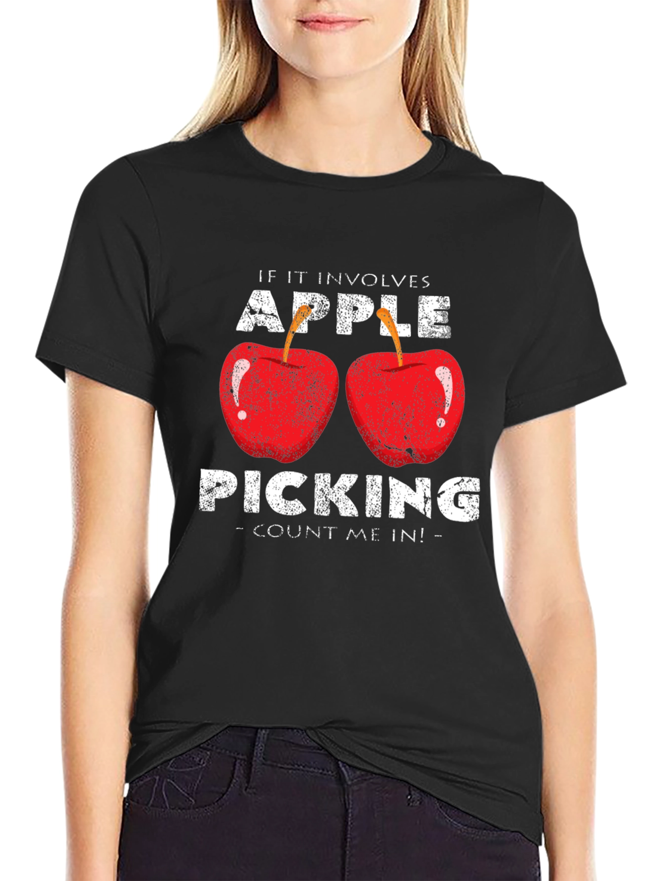 Black Apple Picking Graphic T-Shirt - Count Me In view 2