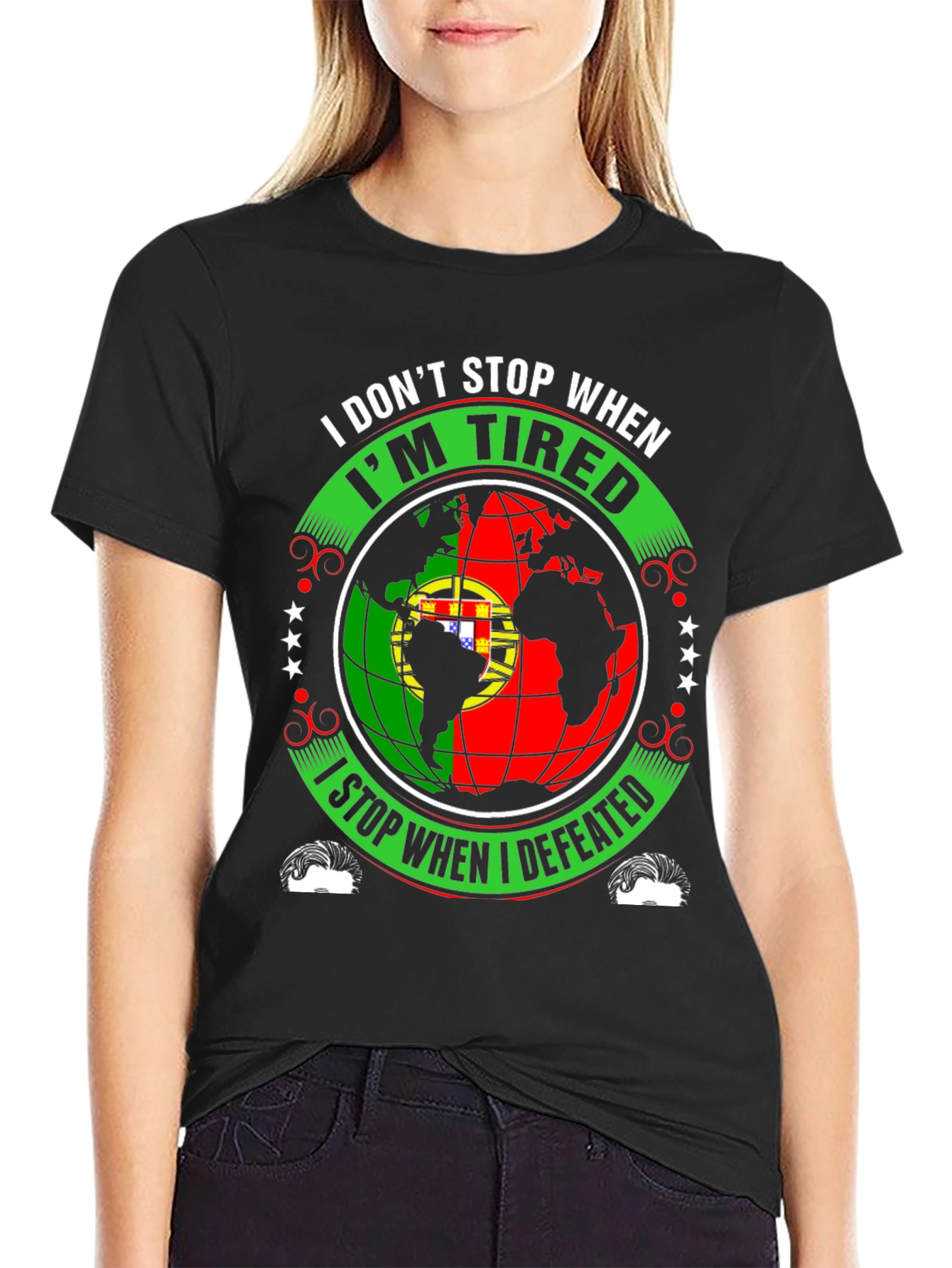 Portugal Flag Globe Motivational T-Shirt - 2