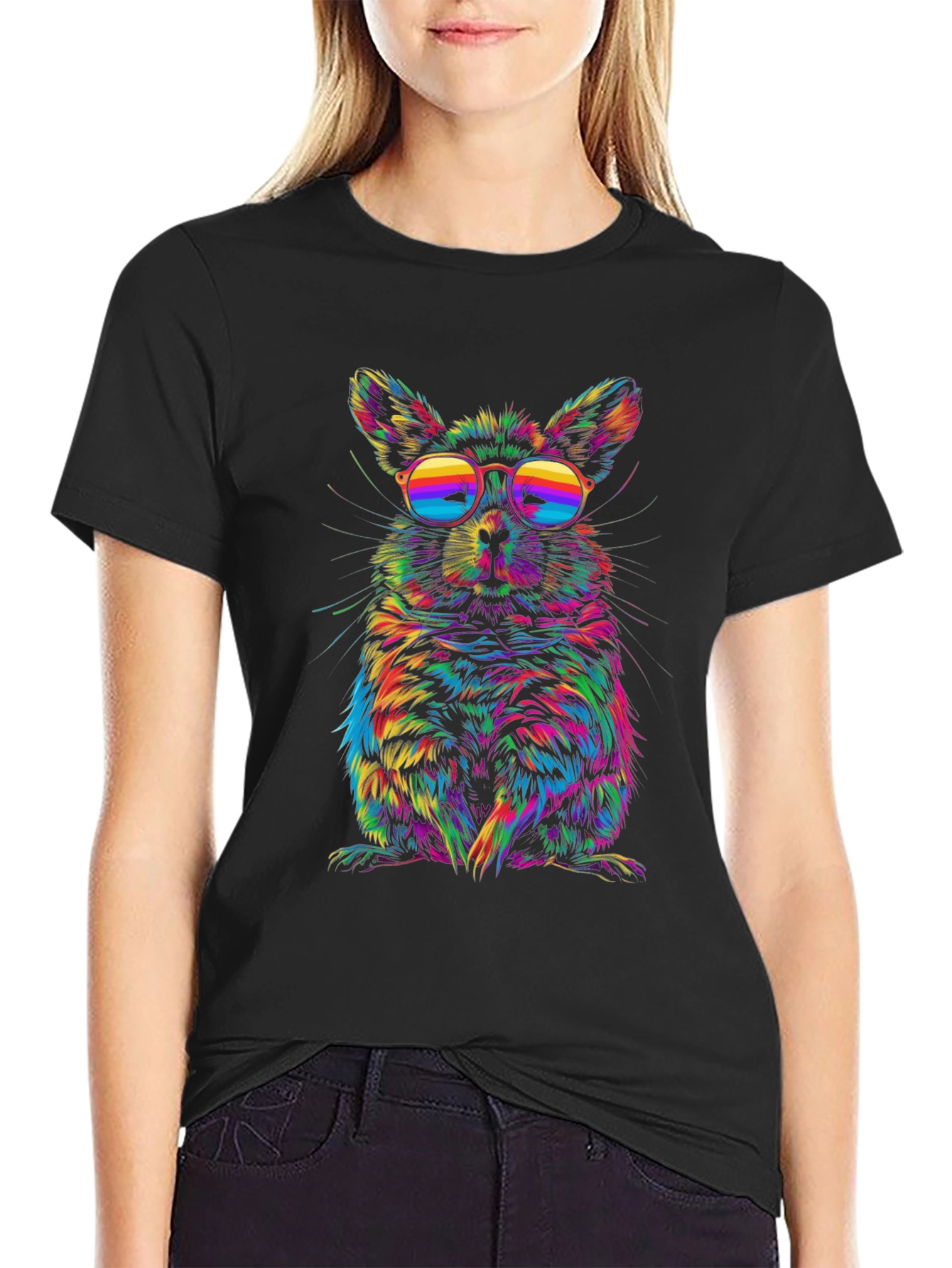 Black Cool Chinchilla Rainbow T-Shirt view 2