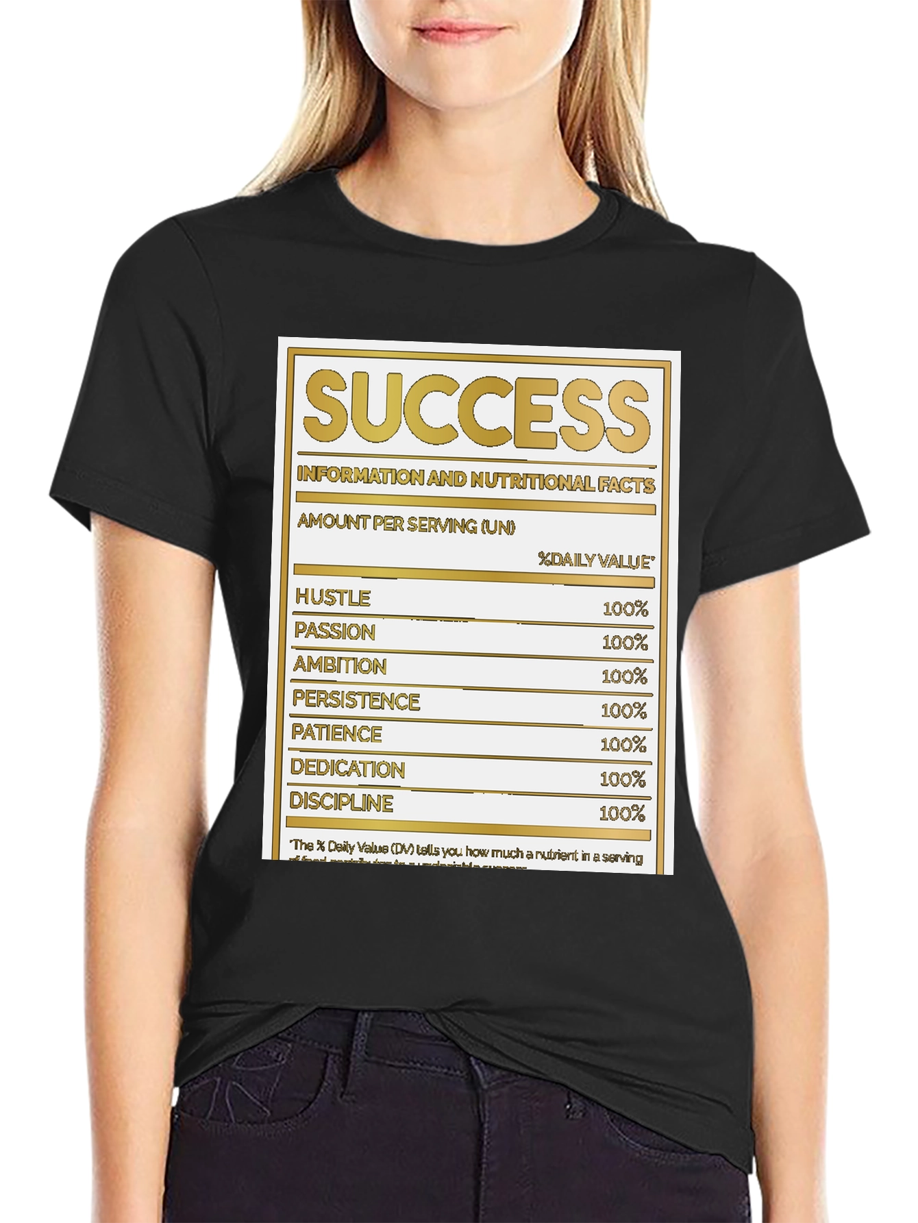 Black Success Nutrition Facts Black T-Shirt view 2