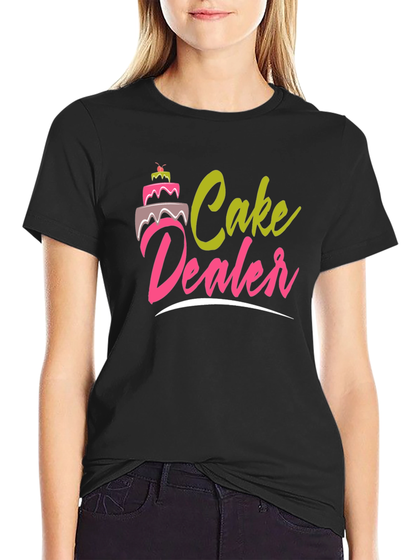 Black Cake Dealer Graphic T-Shirt - Funny Baker Tee view 2