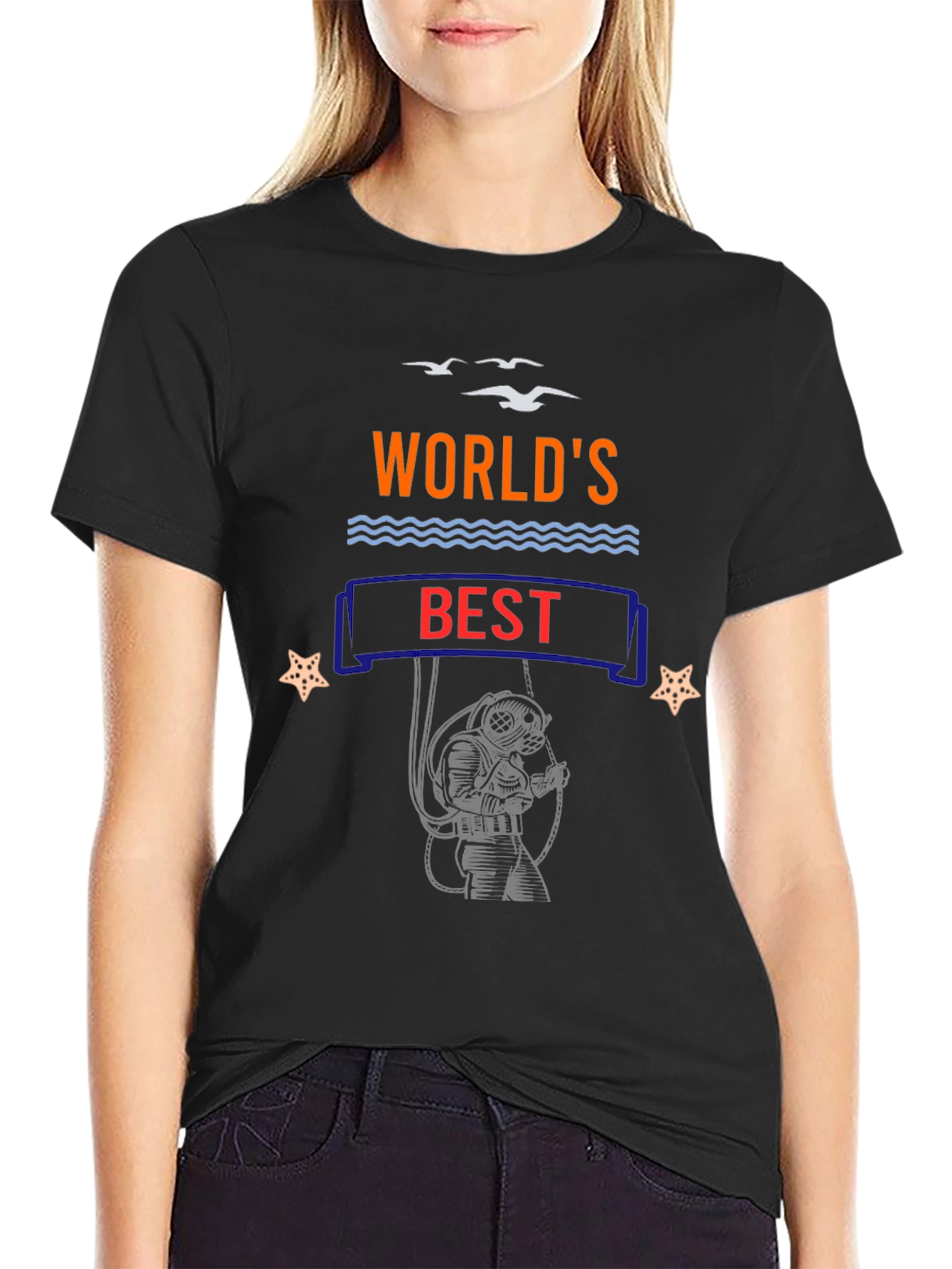 Black World's Best Diver Black T-Shirt view 2