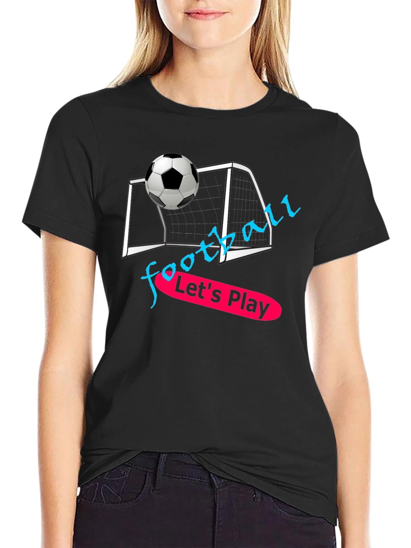 Black Football Graphic T-Shirt - Let's Play! view 2