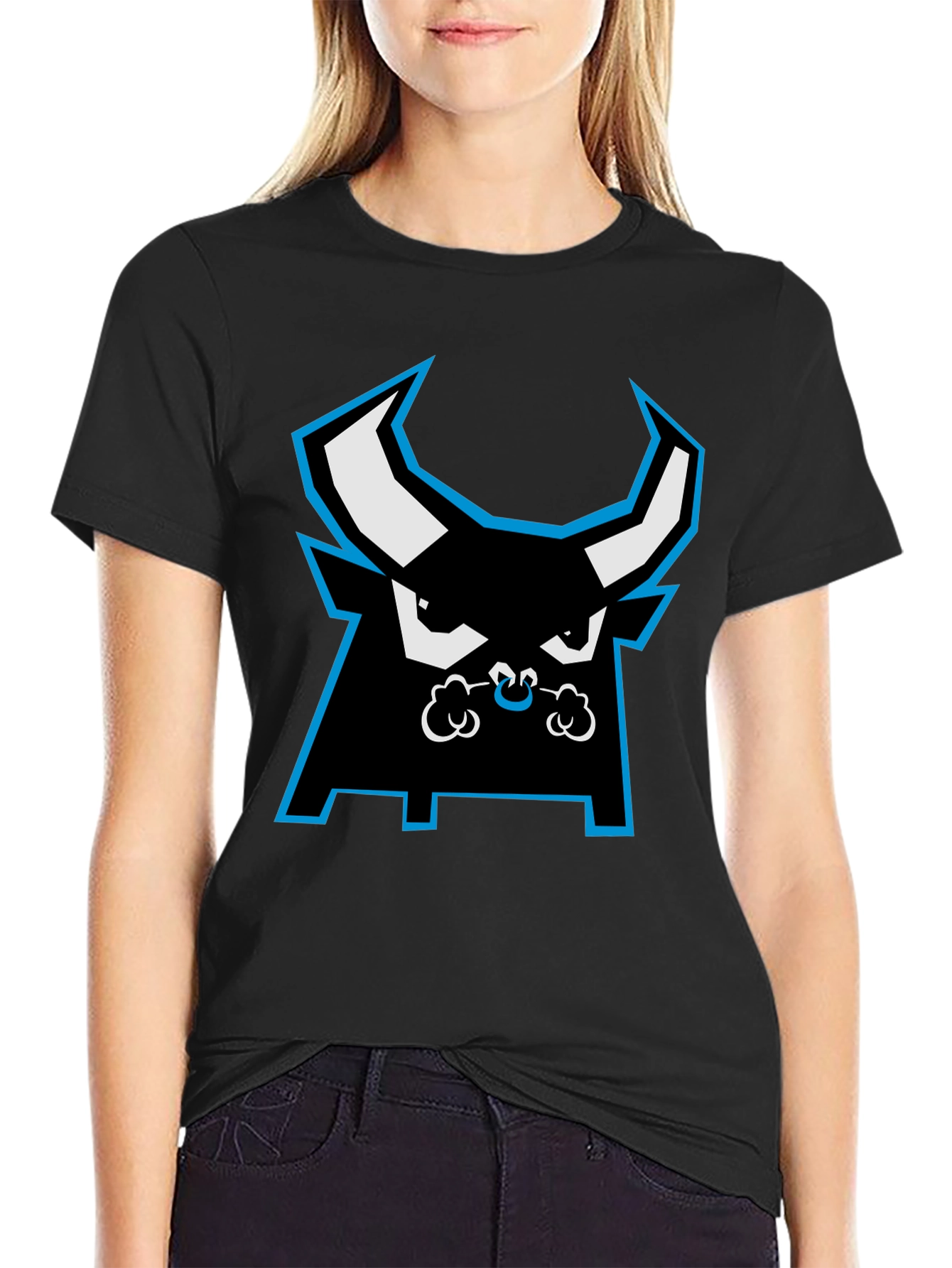 Black Bold Bull Graphic Tee - Black Cotton Casual Wear view 2