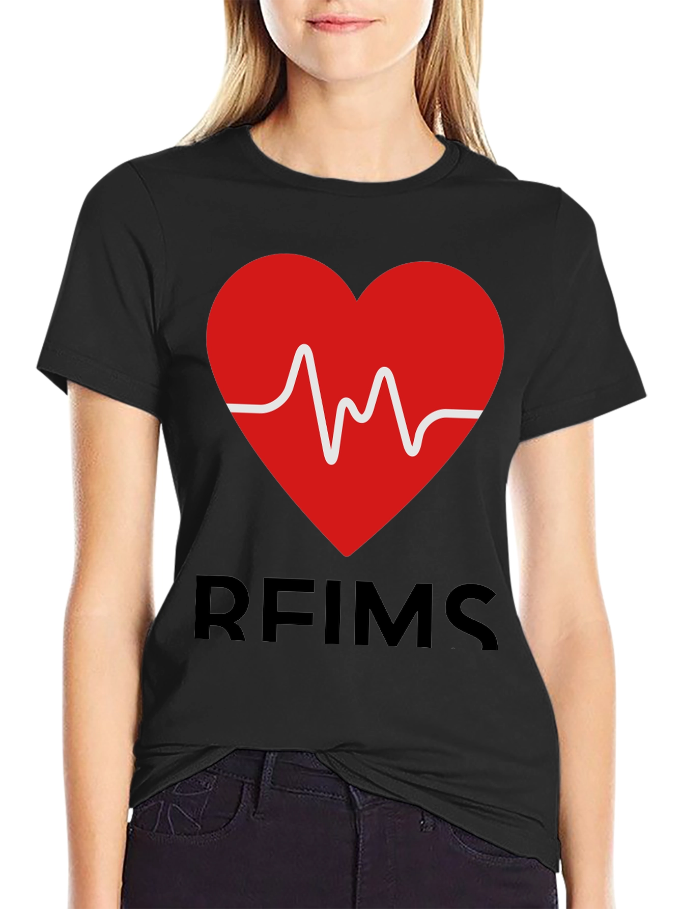 Black RFIMS Heartbeat Graphic Tee - Stylish Casual Wear view 2