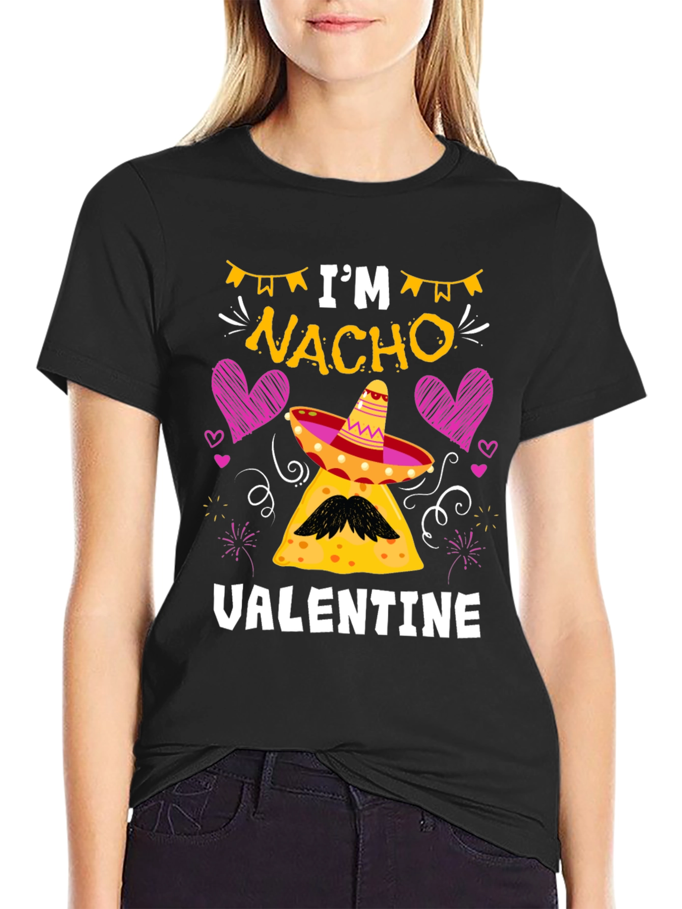 Black I'm Nacho Valentine Graphic T-Shirt view 2