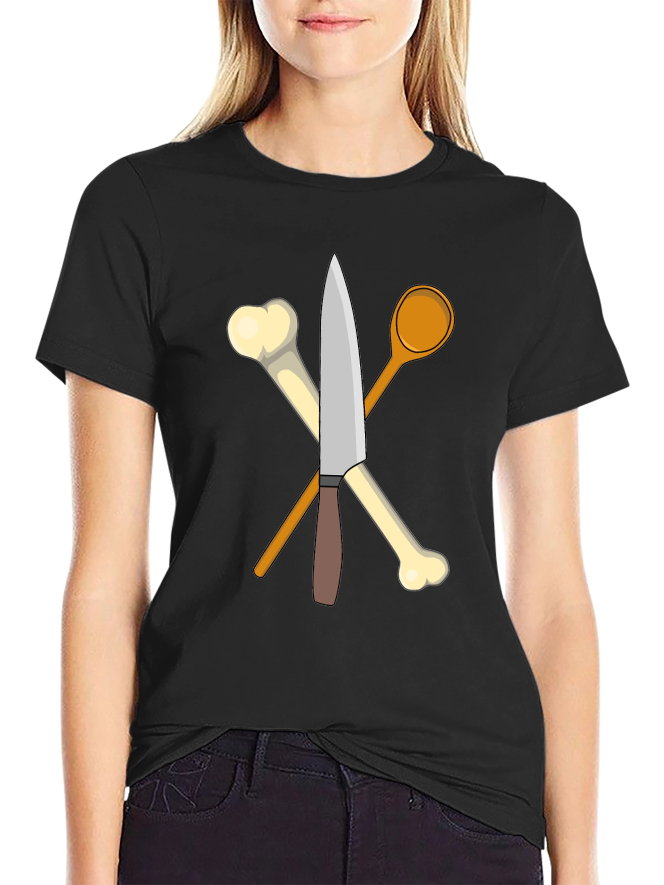 Black Culinary Bones T-Shirt - Kitchen Humor Apparel view 2