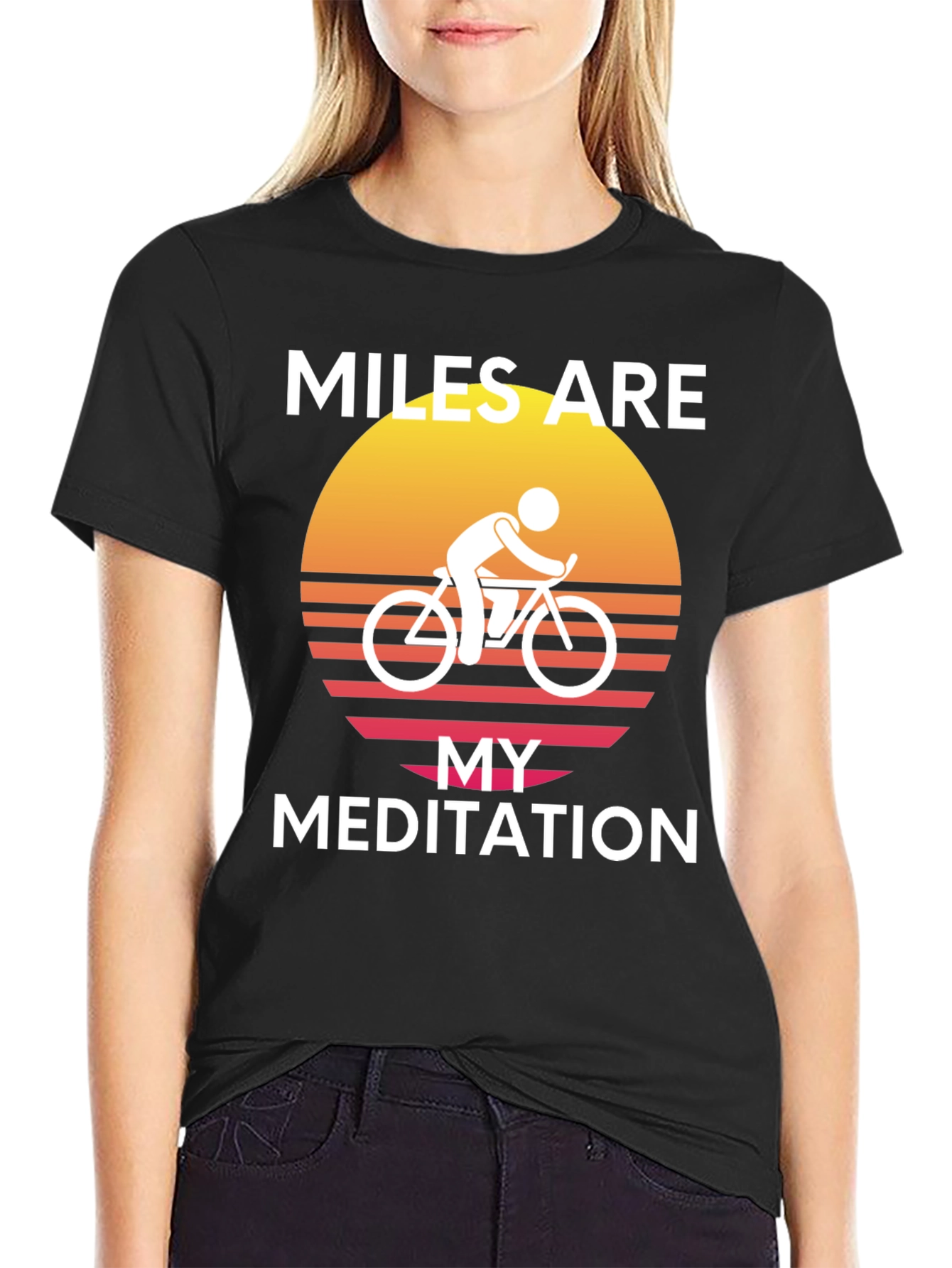 Black Miles Are My Meditation Graphic T-Shirt - Cycling view 2