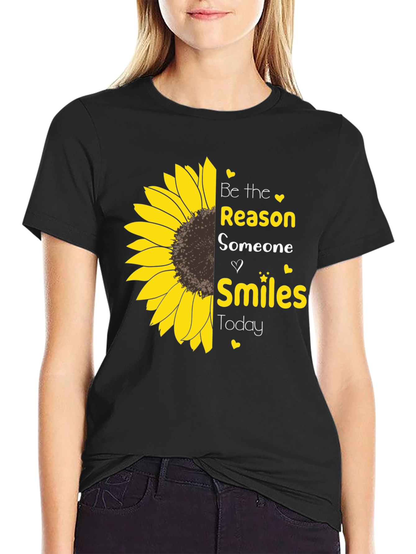 Black Sunflower Smiles Graphic Tee - Spread Joy view 2
