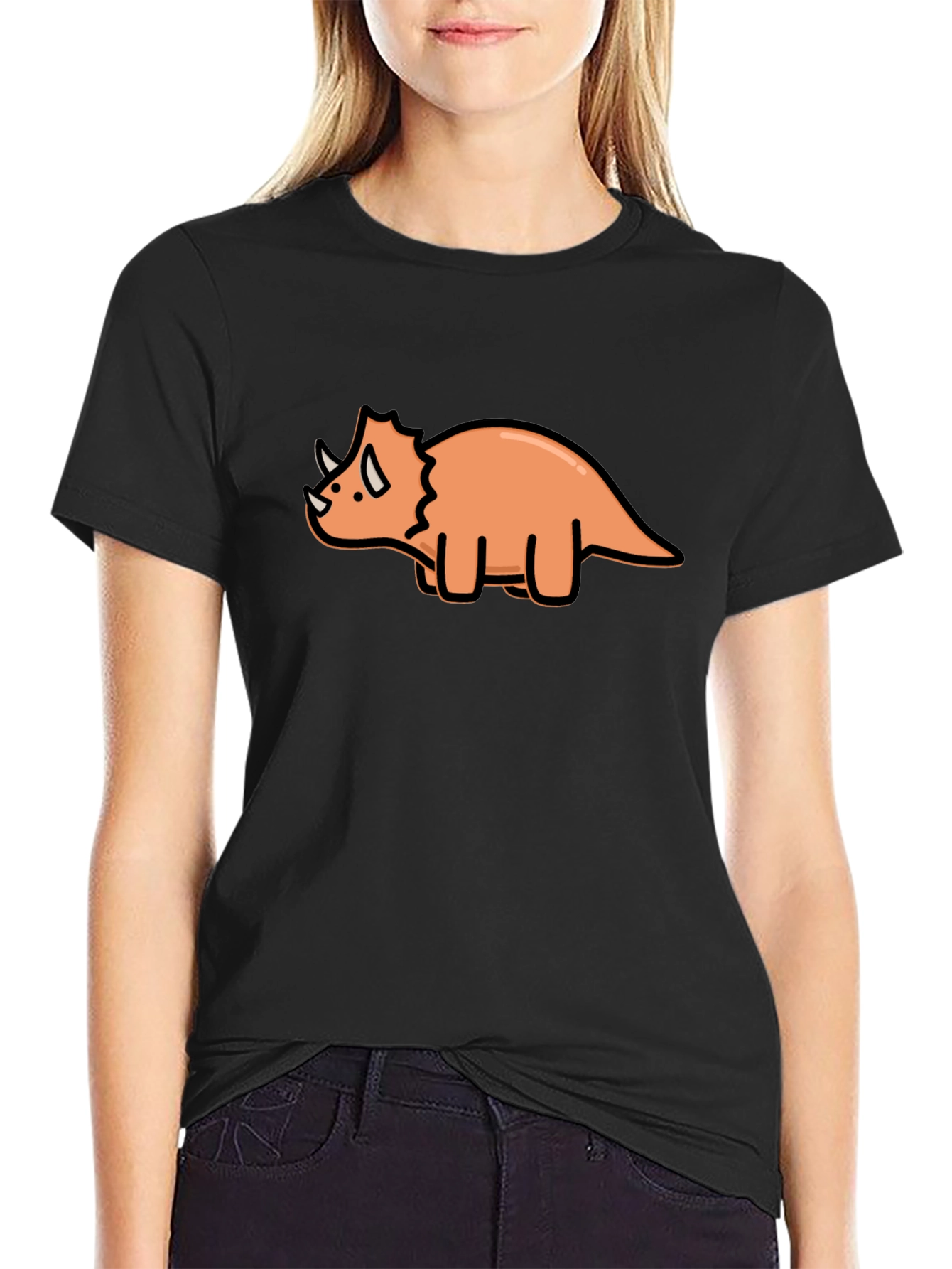 Black Triceratops Graphic Tee - Black Cotton Comfort view 2