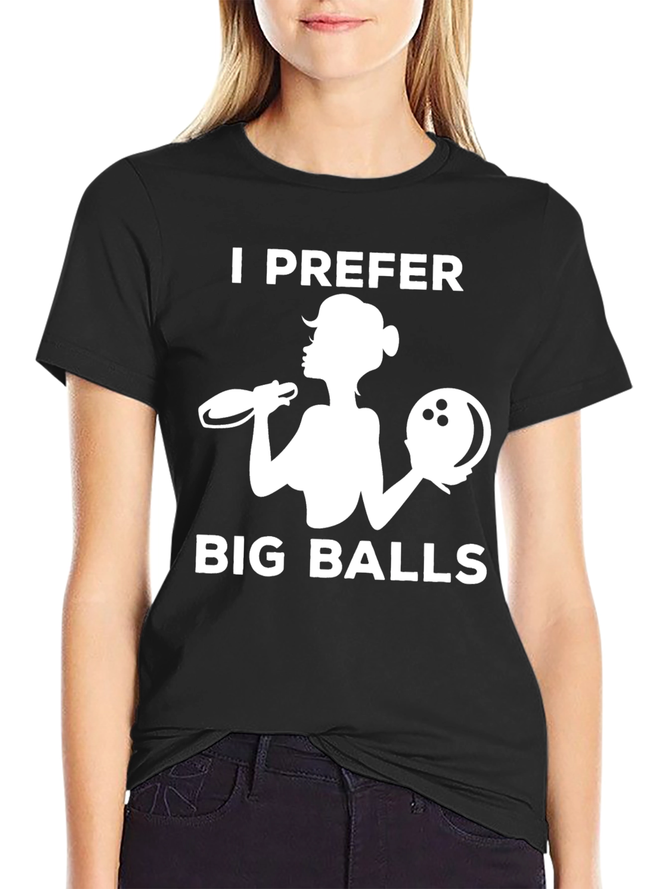Black I Prefer Big Balls Funny Bowling T-Shirt view 2