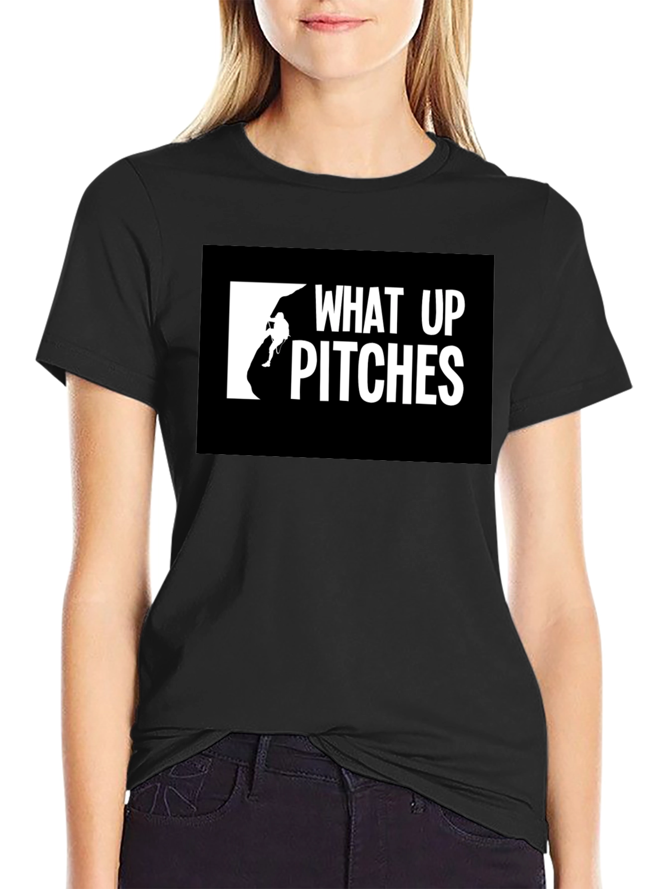 Black What Up Pitches Black Graphic Tee view 2