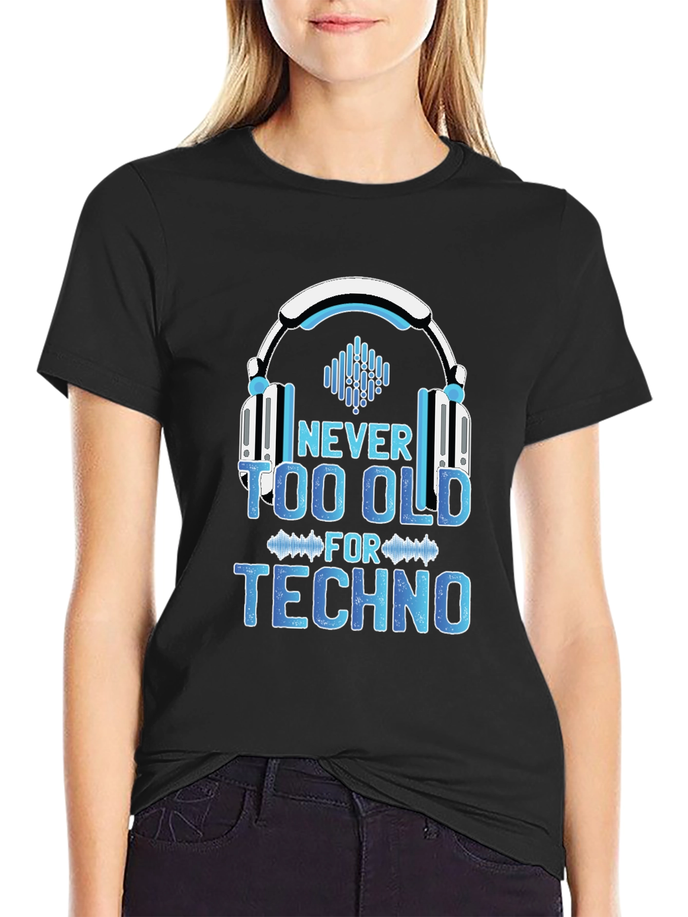 Black Never Too Old for Techno T-Shirt view 2