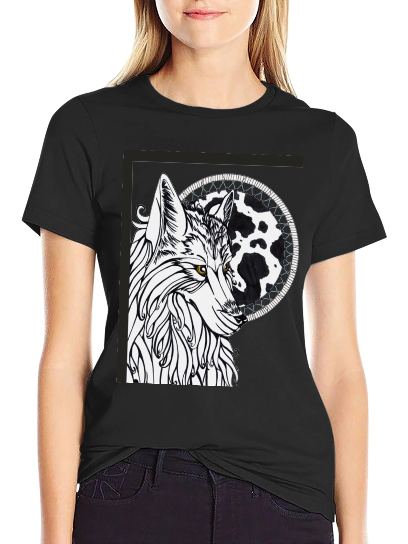 Black Wolf Graphic Tee - Black Cotton Blend view 2
