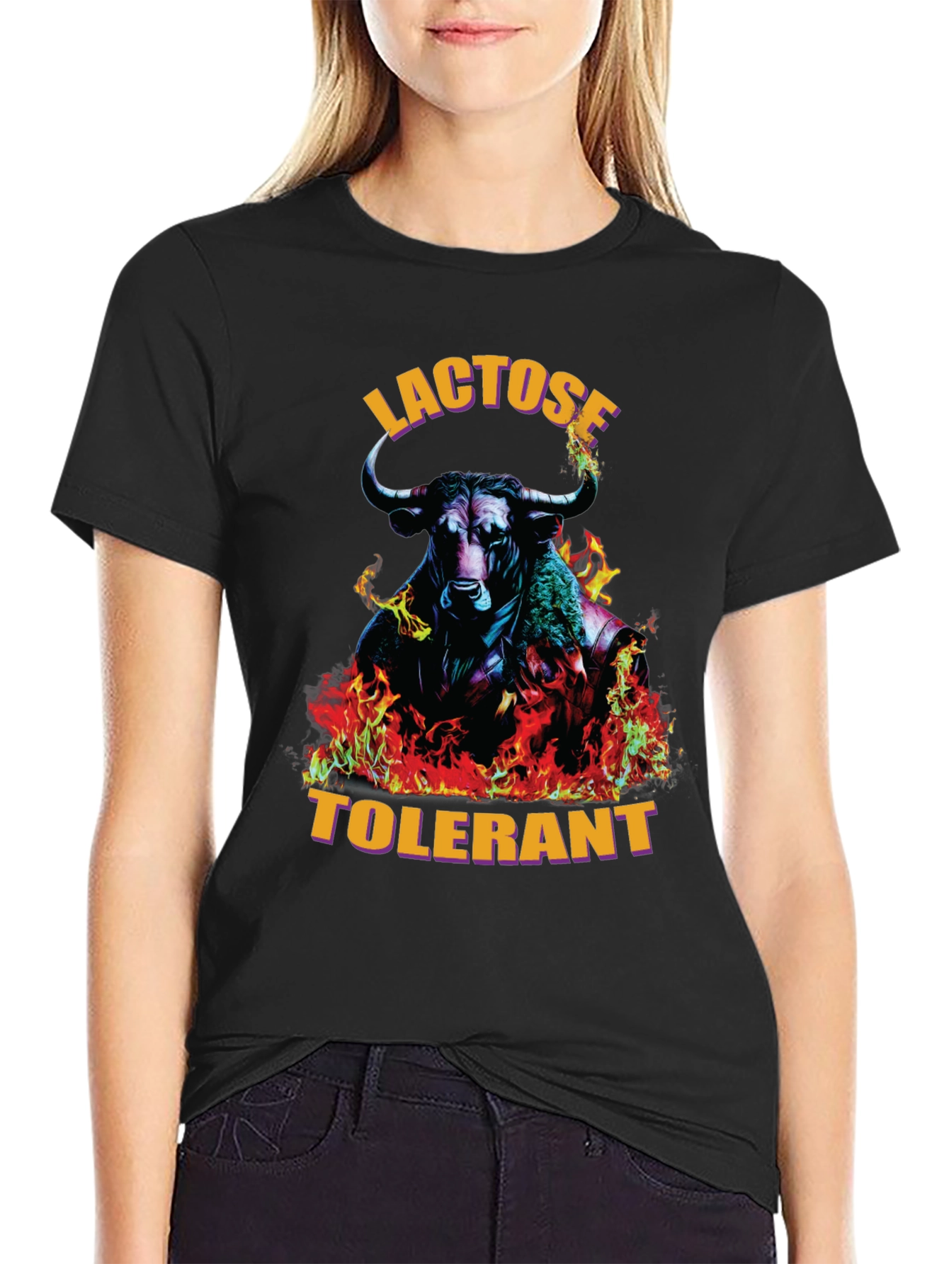 Black Lactose Tolerant Bull Graphic Tee view 2