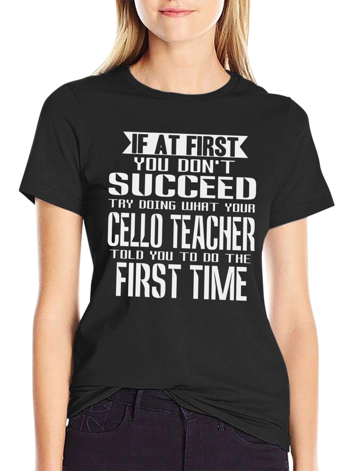 Black Cello Teacher T-Shirt - Humorous Musician Tee view 2