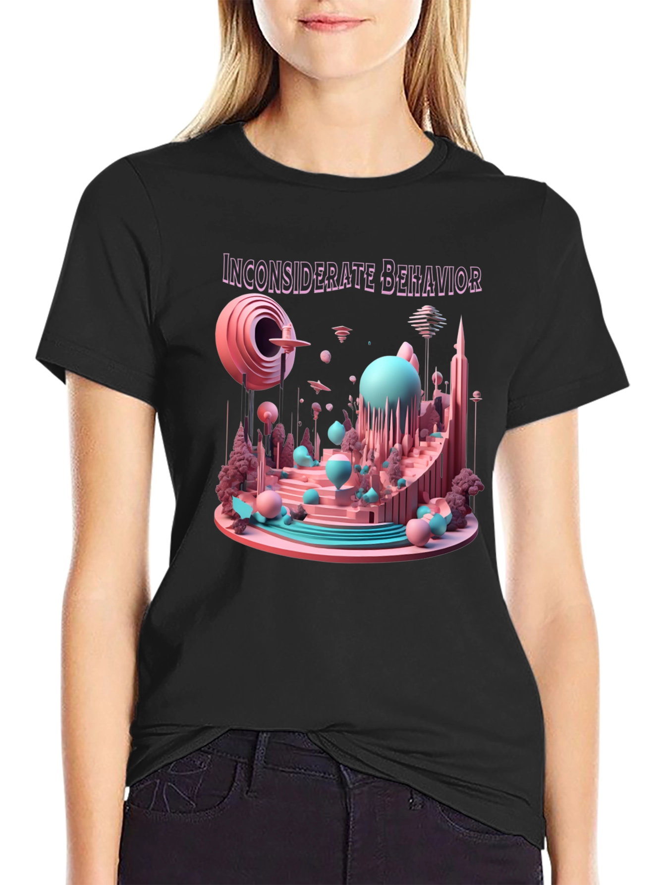 Black Inconsiderate Behavior Black Graphic Tee view 2