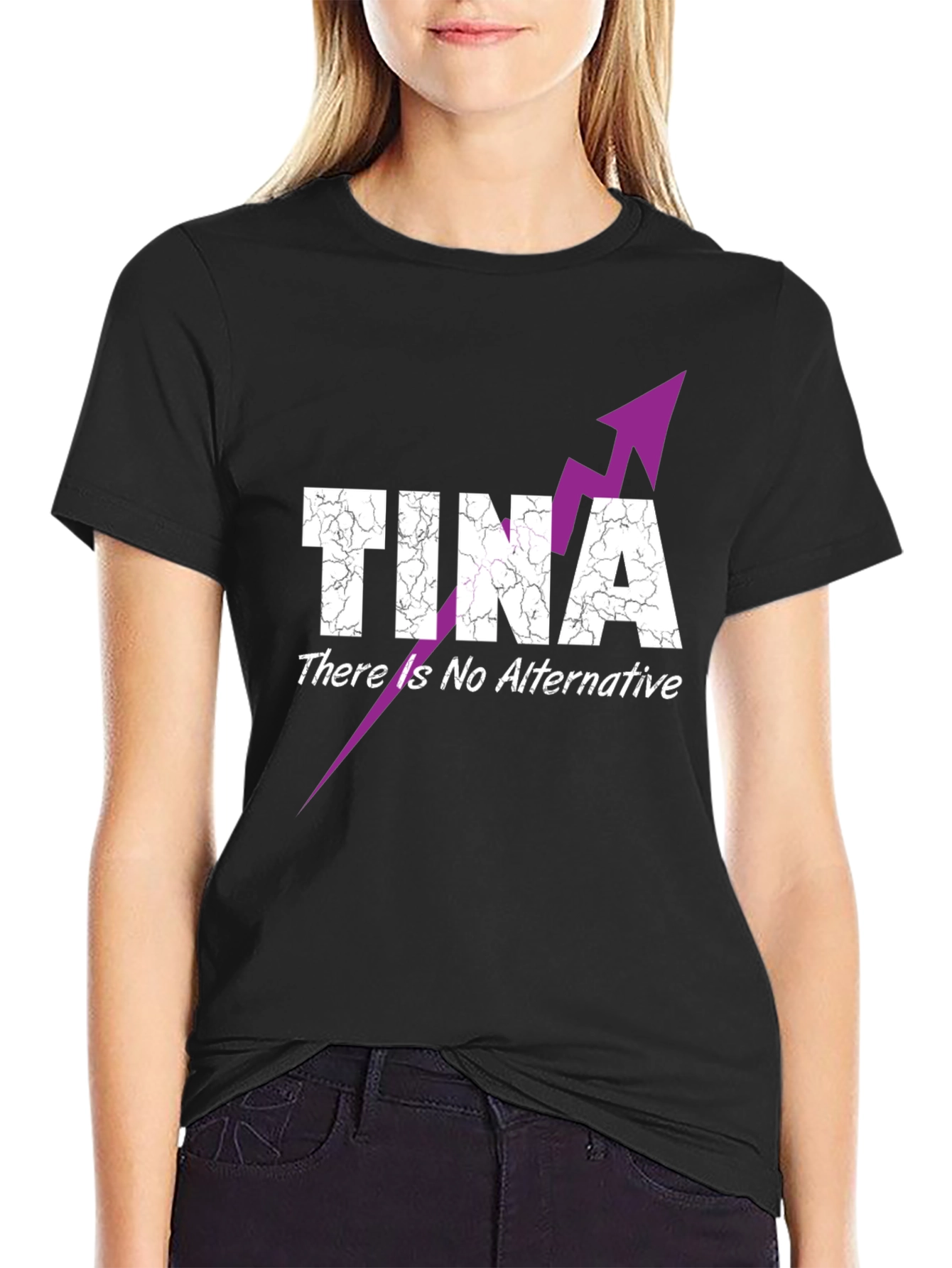 Black TINA There Is No Alternative Graphic T-Shirt view 2