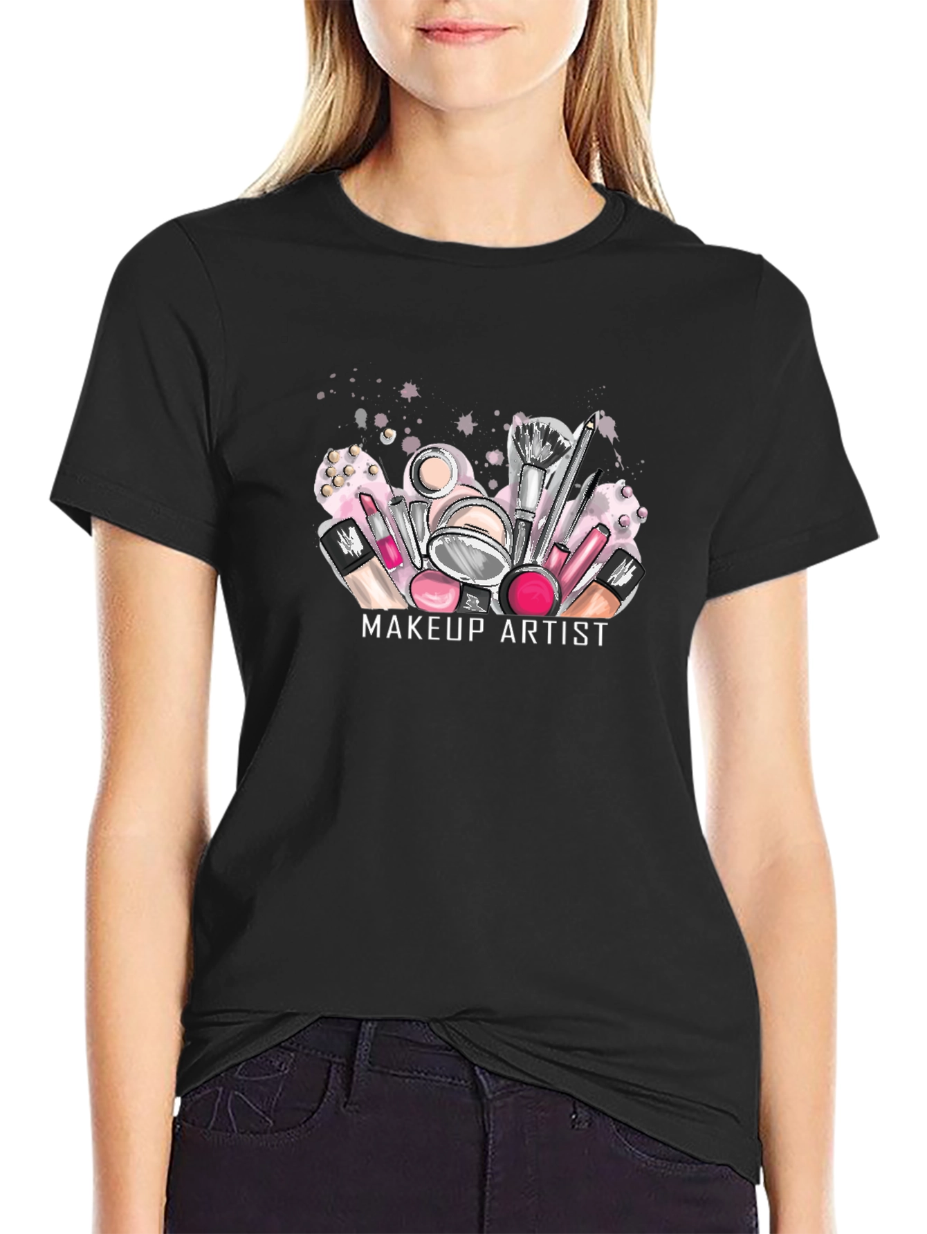 Black Makeup Artist T-Shirt - Stylish Design for Beauty Lovers view 2