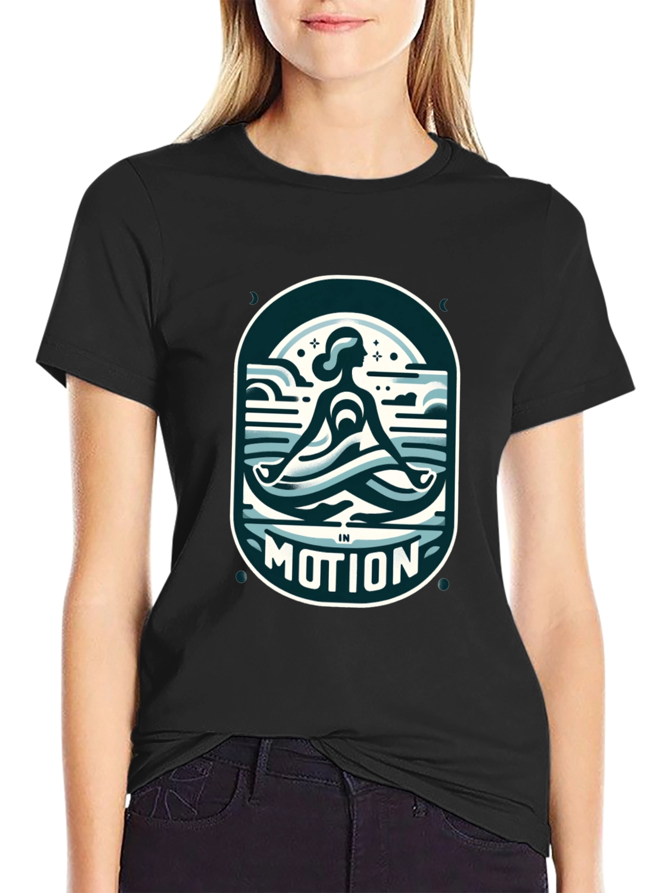 Black Motion Graphic Tee - Yoga, Meditation view 2