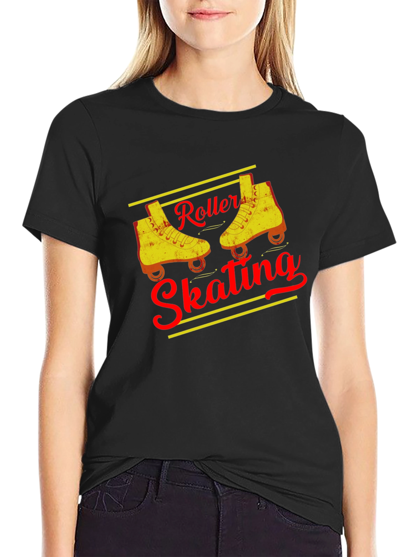 Black Vintage Roller Skating T-Shirt view 2