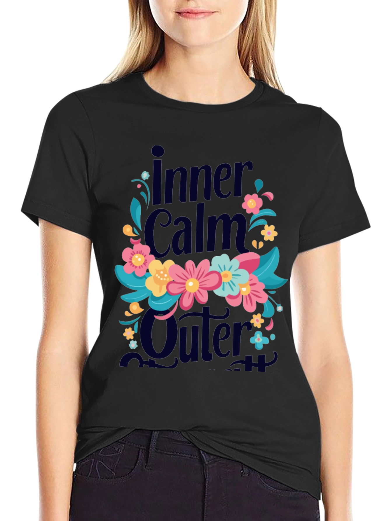 Black Inner Calm Outer T-Shirt view 2