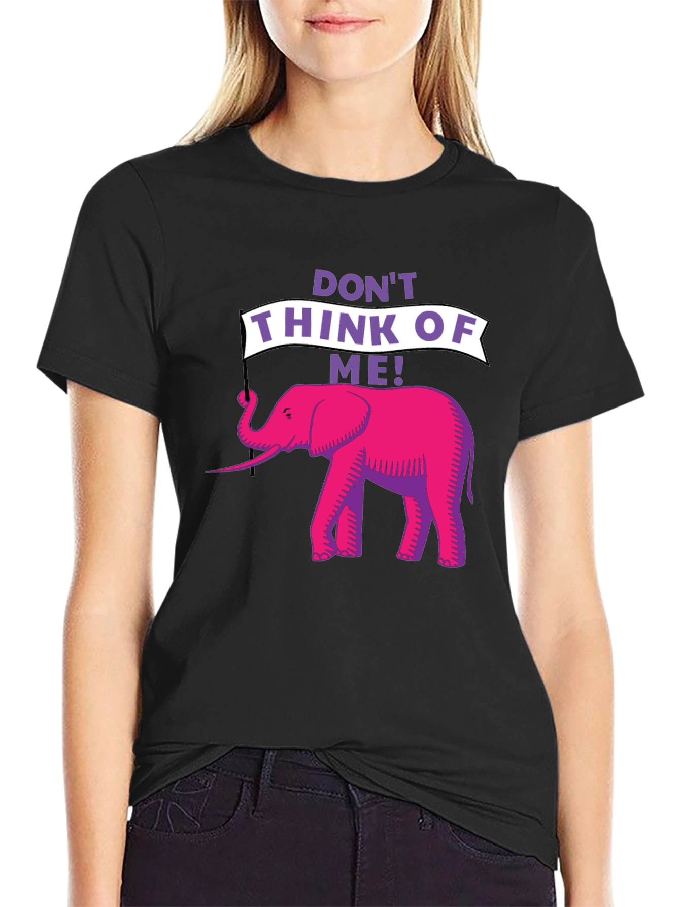 Black Don't Think of Me! Elephant Graphic Tee view 2