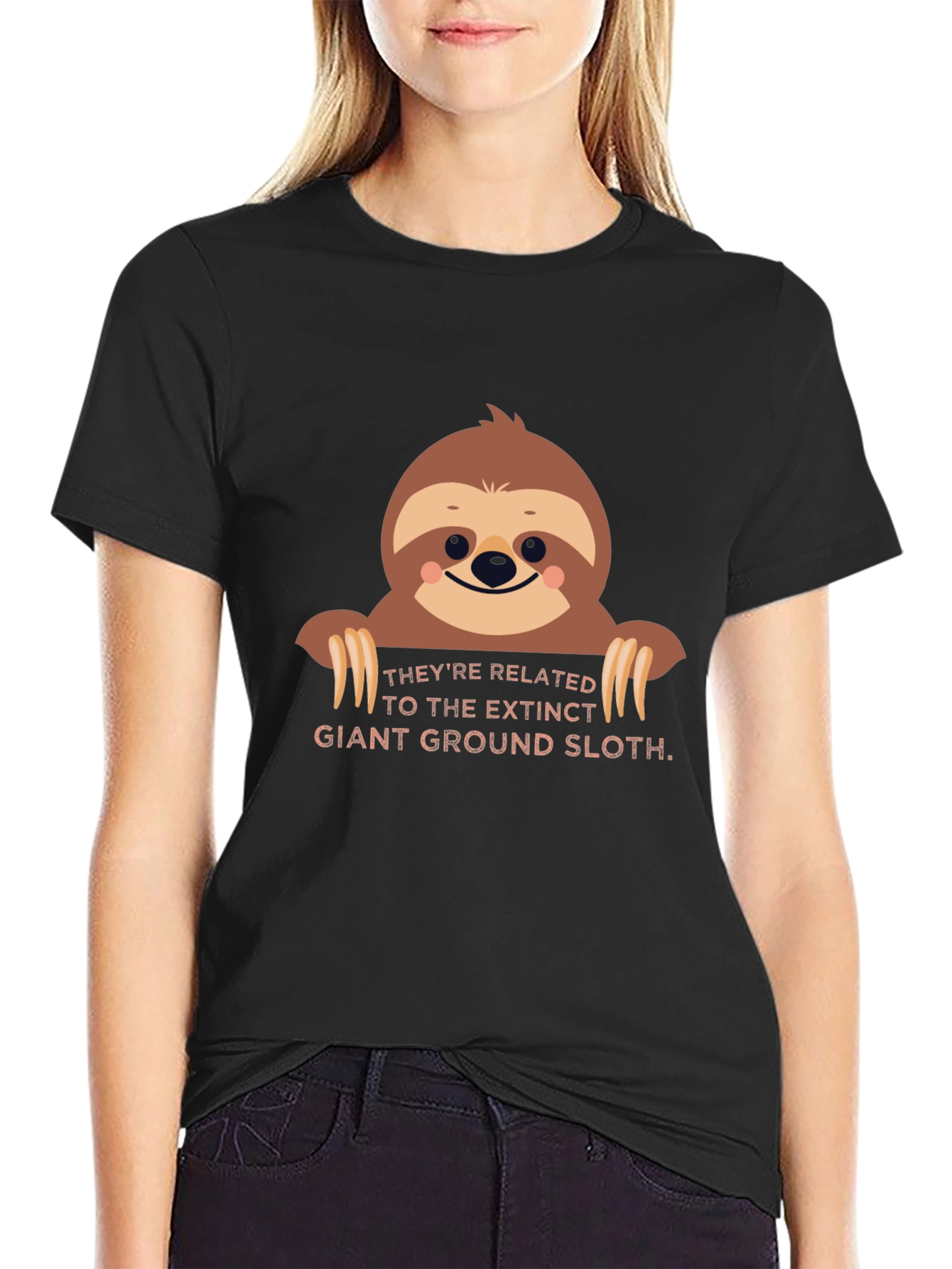 Black Sloth Graphic Tee - Extinct Giant Ground Sloth view 2