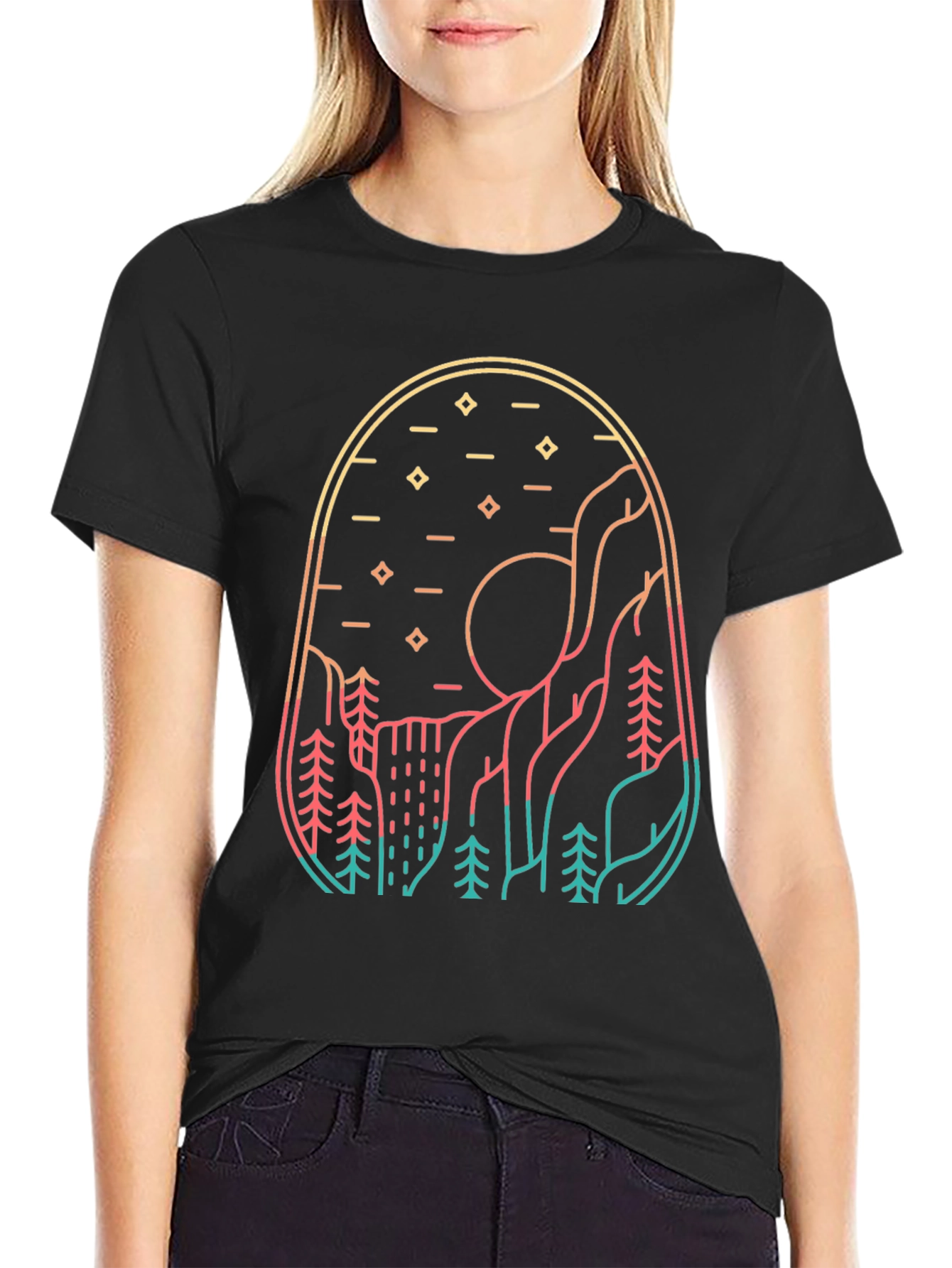 Black Mountainscape Graphic Tee - Nature Inspired Design view 2